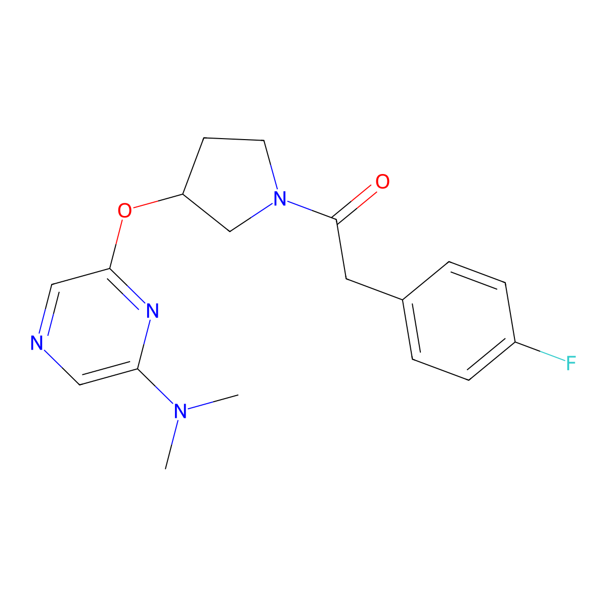 1-(3-((6-(Dimethylamino)pyrazin-2-yl)oxy)pyrrolidin-1-yl)-2-(4-fluorophenyl)ethanone molecular structure, CAS 2034499-68-6
