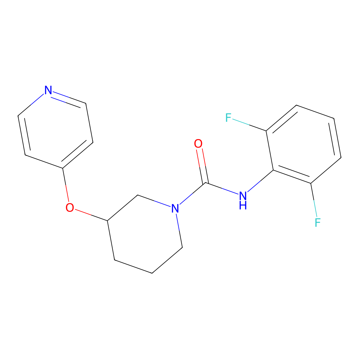 N-(2,6-difluorophenyl)-3-(pyridin-4-yloxy)piperidine-1-carboxamide molecular structure, CAS 2034499-80-2