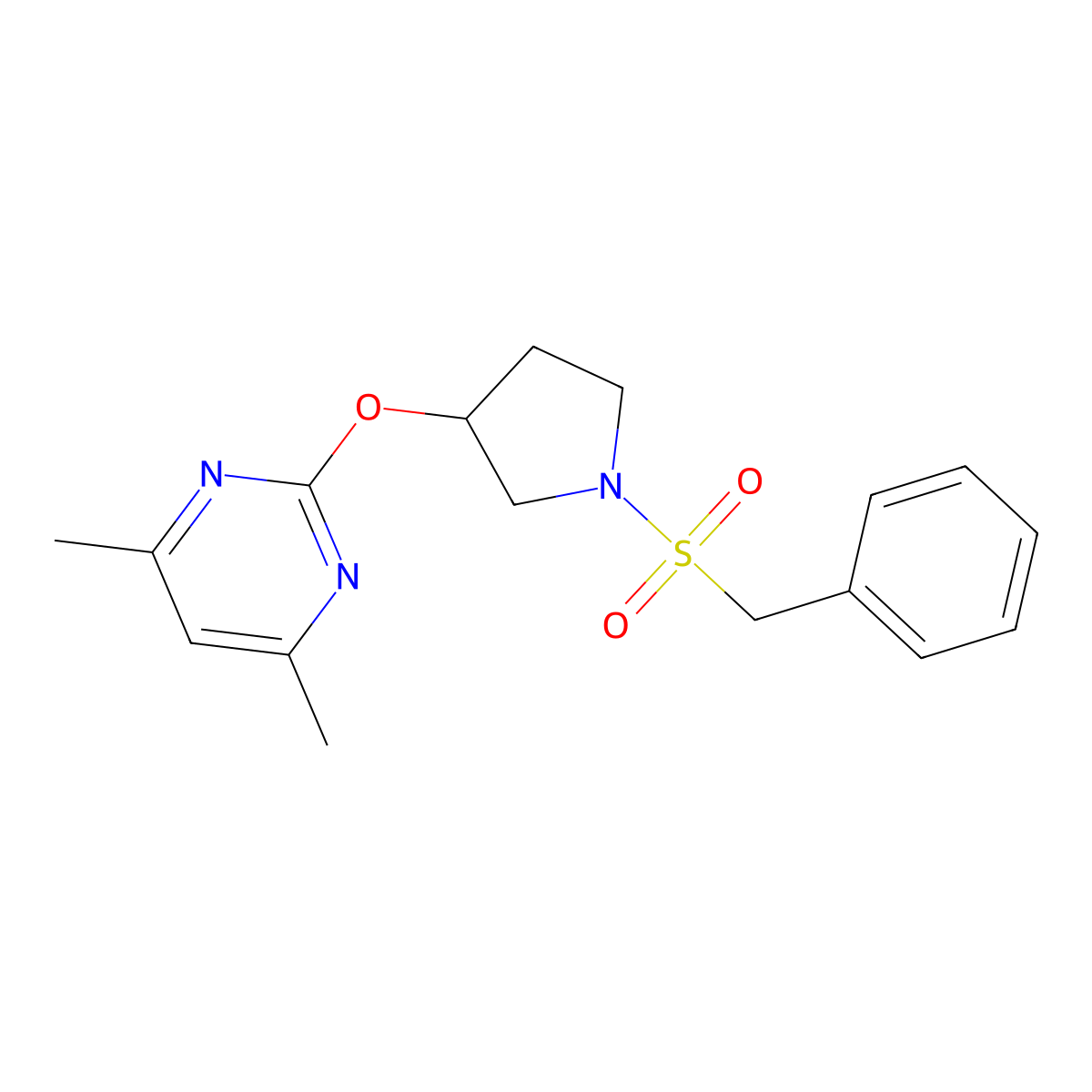 2-((1-(Benzylsulfonyl)pyrrolidin-3-yl)oxy)-4,6-dimethylpyrimidine molecular structure, CAS 2034499-85-7