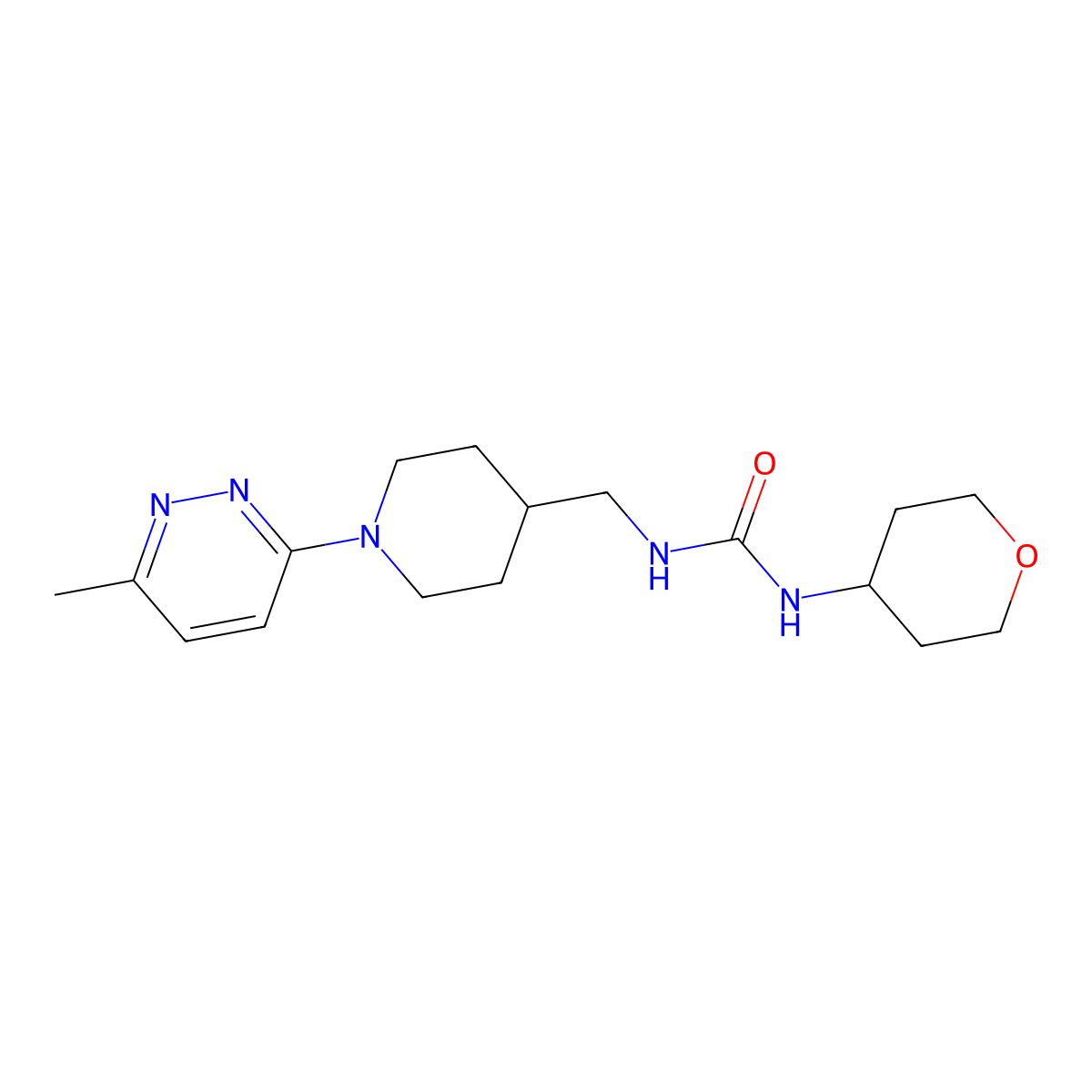 1-((1-(6-methylpyridazin-3-yl)piperidin-4-yl)methyl)-3-(tetrahydro-2H-pyran-4-yl)urea molecular structure, CAS 2034499-86-8