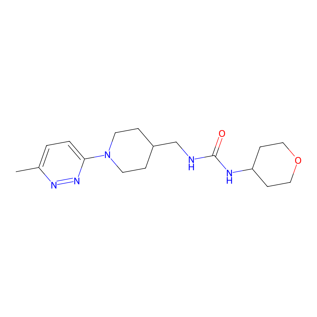 1-((1-(6-methylpyridazin-3-yl)piperidin-4-yl)methyl)-3-(tetrahydro-2H-pyran-4-yl)urea molecular structure, CAS 2034499-86-8