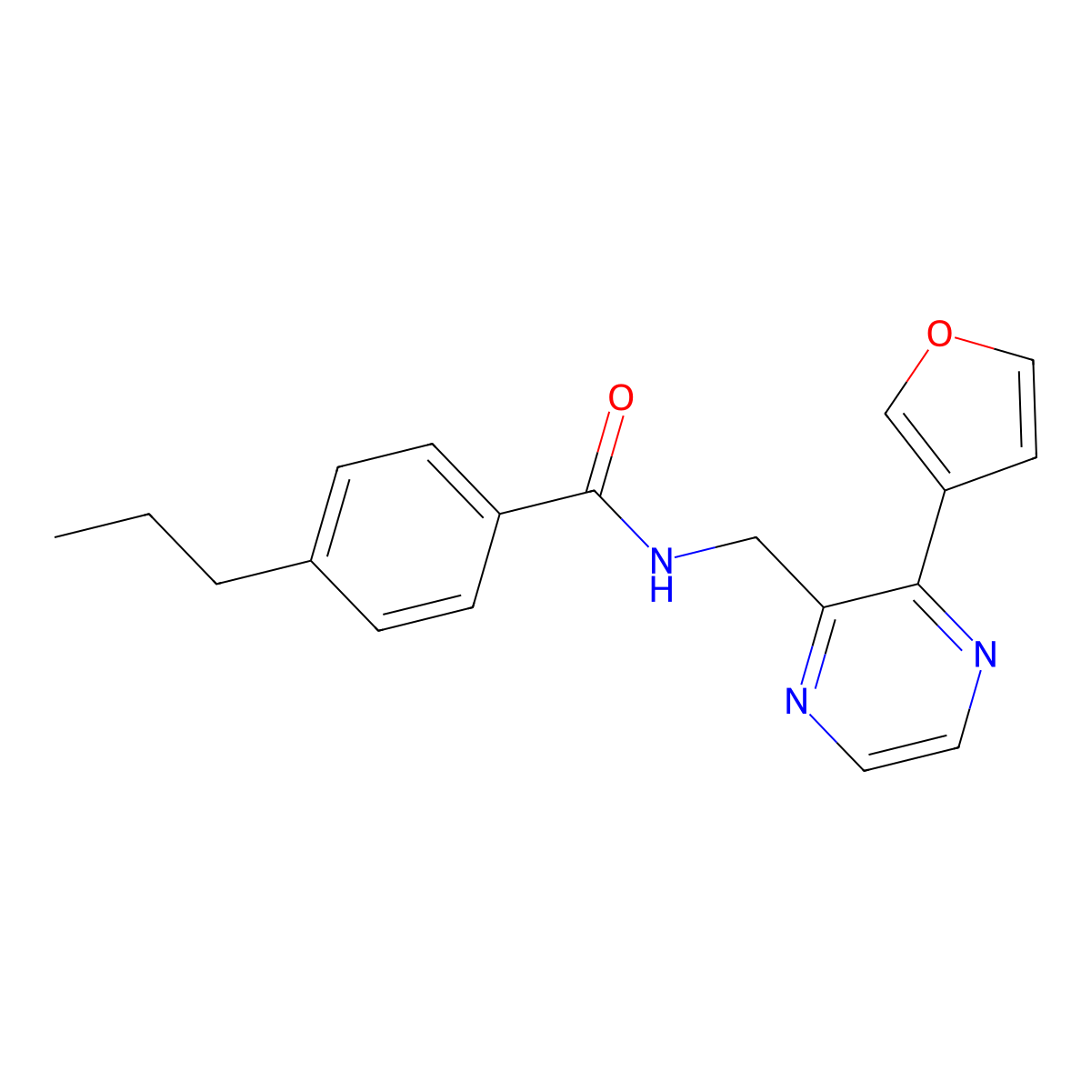 N-{[3-(furan-3-yl)pyrazin-2-yl]methyl}-4-propylbenzamide molecular structure, CAS 2034499-87-9