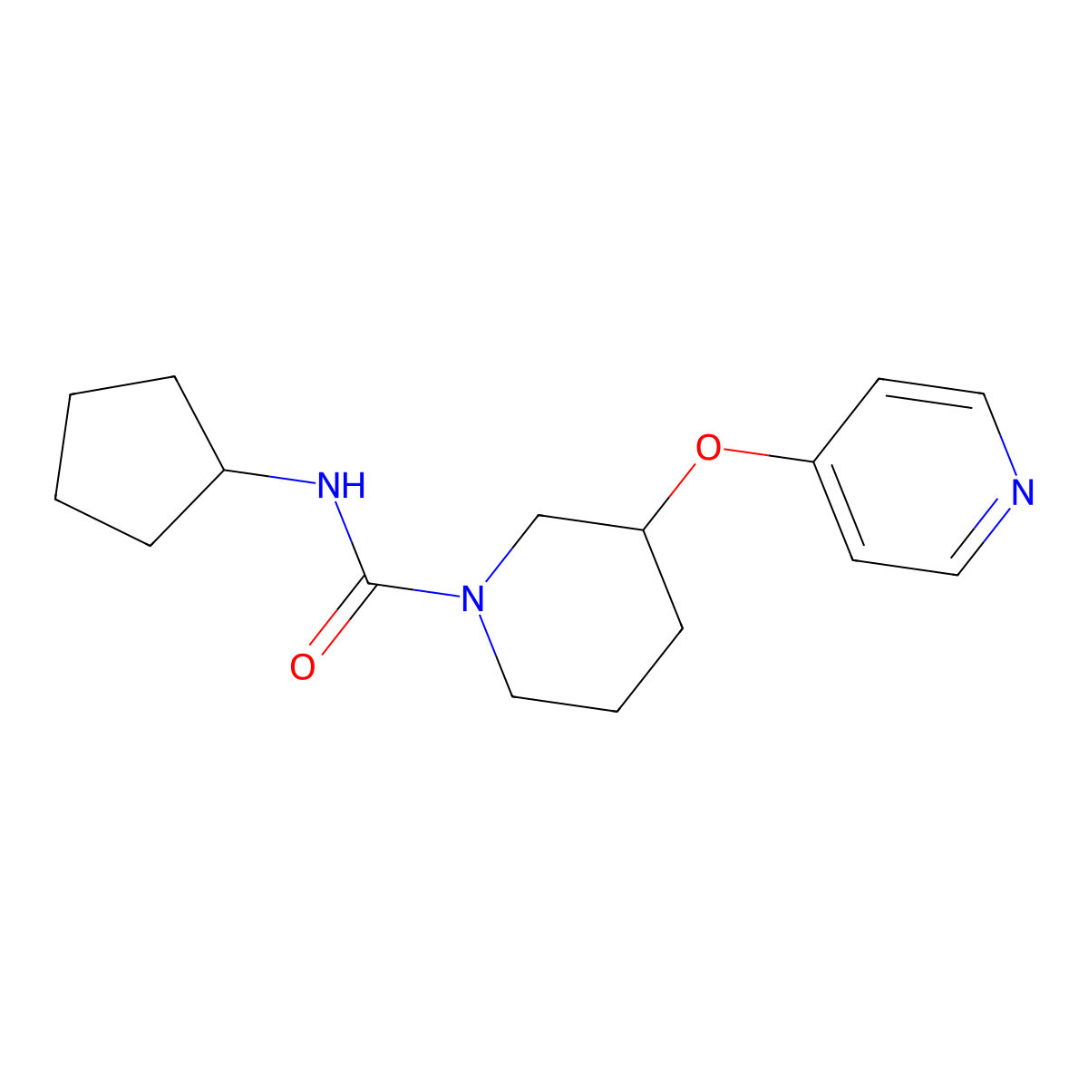 N-cyclopentyl-3-(pyridin-4-yloxy)piperidine-1-carboxamide molecular structure, CAS 2034499-90-4