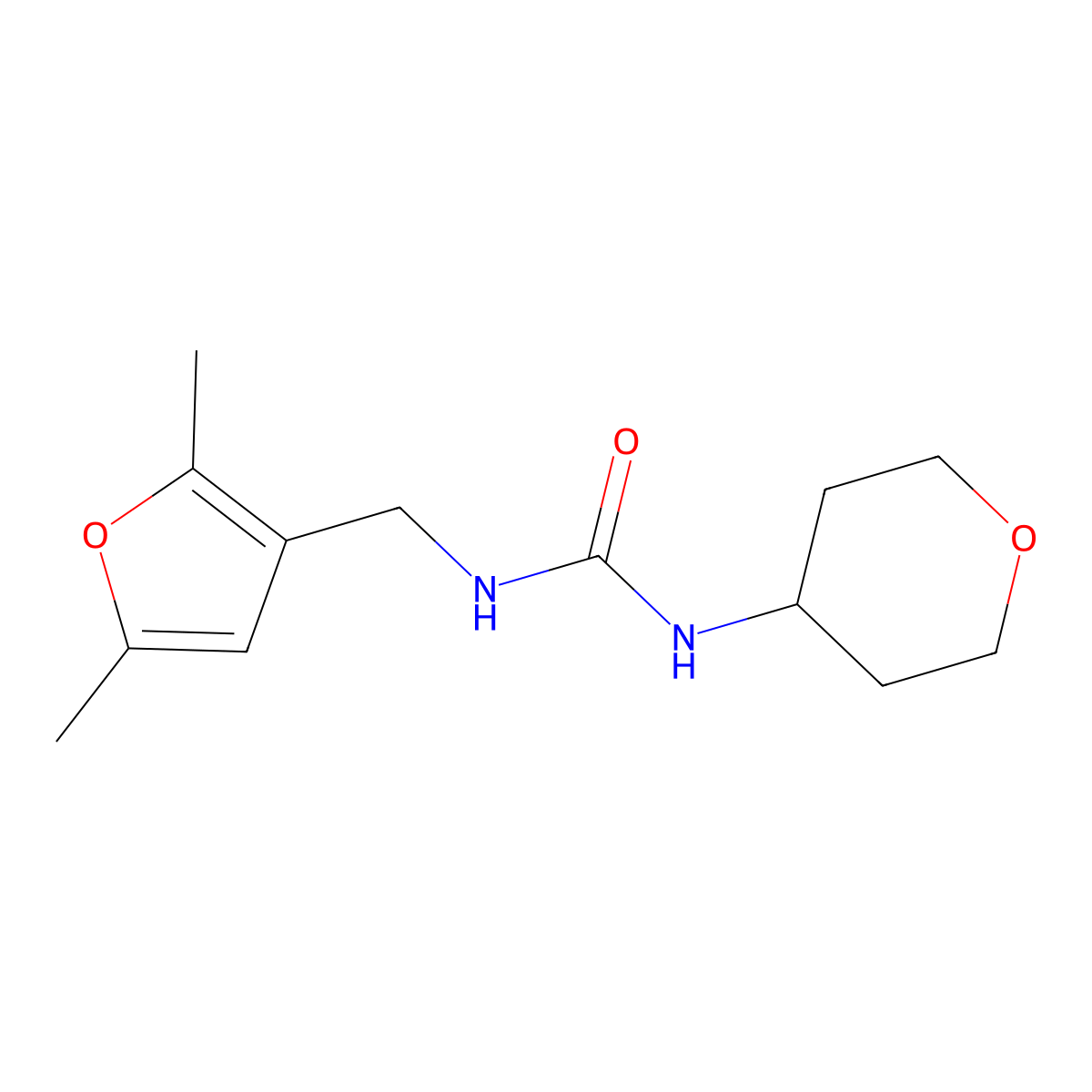 1-((2,5-dimethylfuran-3-yl)methyl)-3-(tetrahydro-2H-pyran-4-yl)urea molecular structure, CAS 2034499-94-8