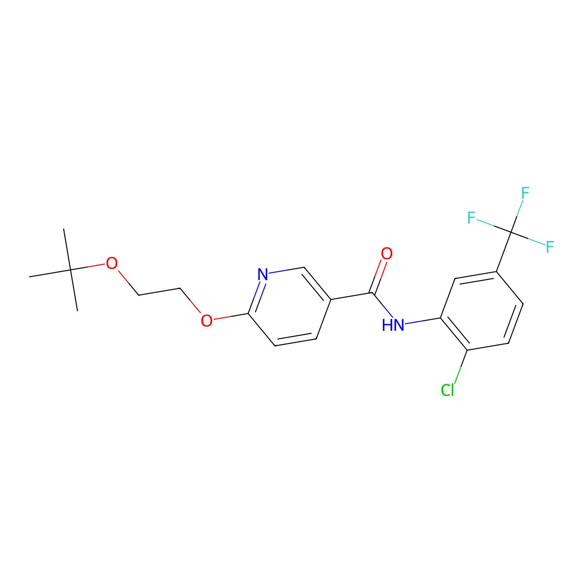 6-(2-(tert-butoxy)ethoxy)-N-(2-chloro-5-(trifluoromethyl)phenyl)nicotinamide molecular structure, CAS 2034499-95-9
