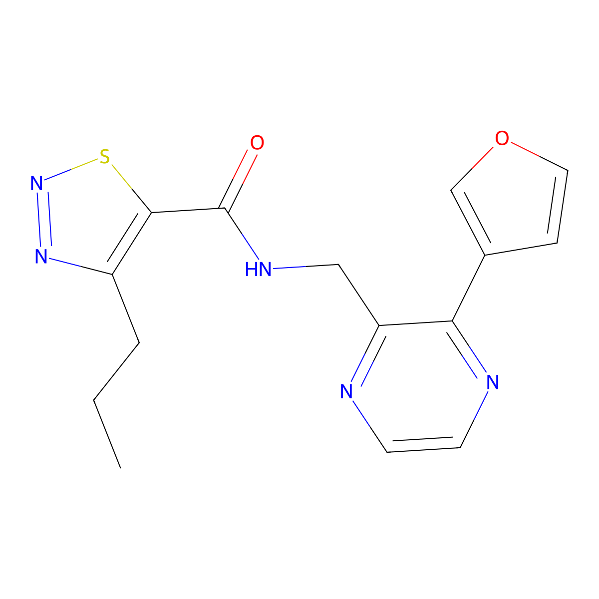 N-((3-(furan-3-yl)pyrazin-2-yl)methyl)-4-propyl-1,2,3-thiadiazole-5-carboxamide molecular structure, CAS 2034499-99-3