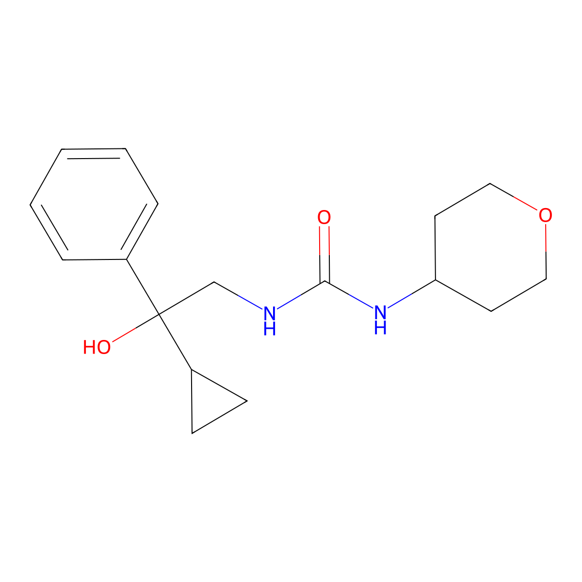 1-(2-cyclopropyl-2-hydroxy-2-phenylethyl)-3-(tetrahydro-2H-pyran-4-yl)urea molecular structure, CAS 2034500-02-0