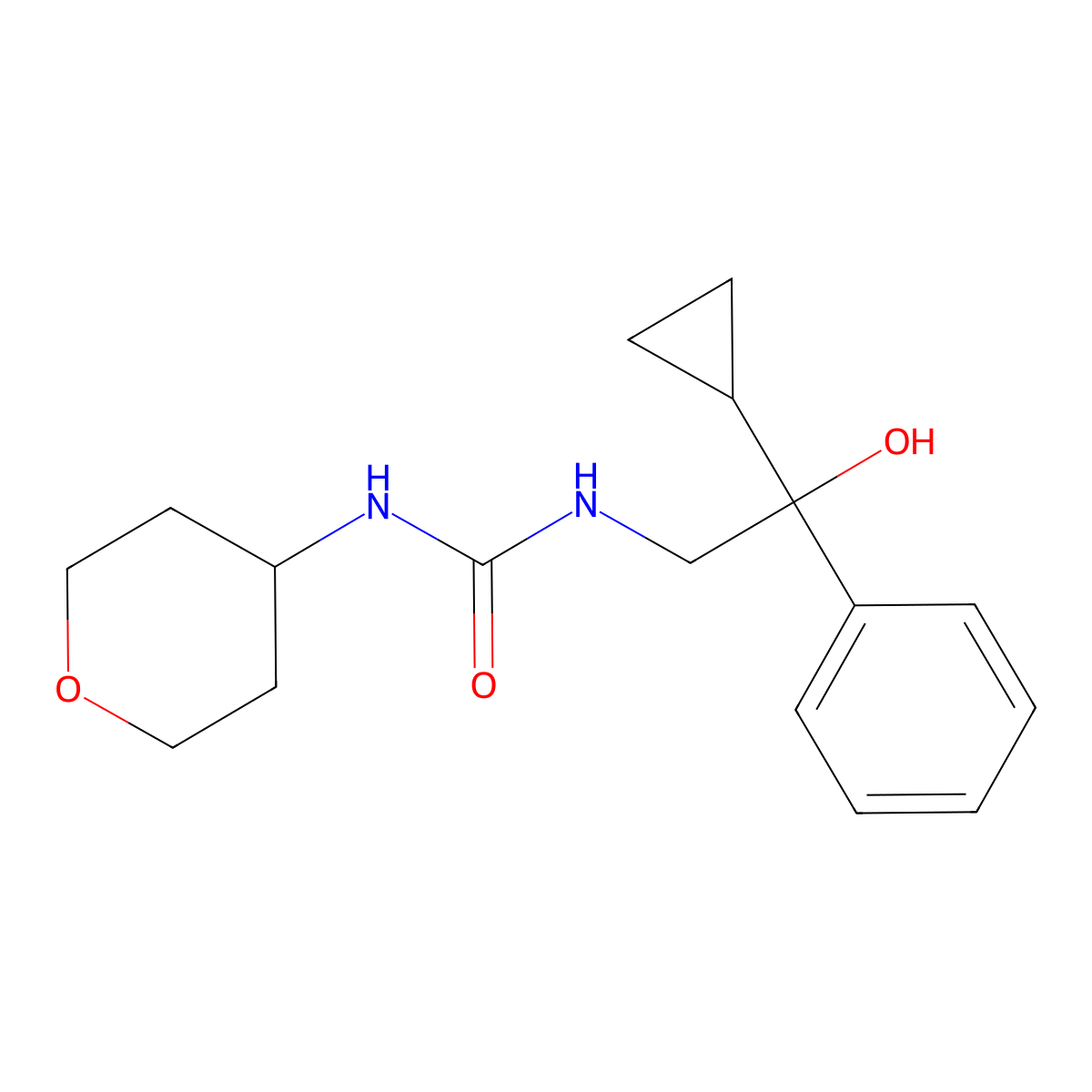 1-(2-cyclopropyl-2-hydroxy-2-phenylethyl)-3-(tetrahydro-2H-pyran-4-yl)urea molecular structure, CAS 2034500-02-0