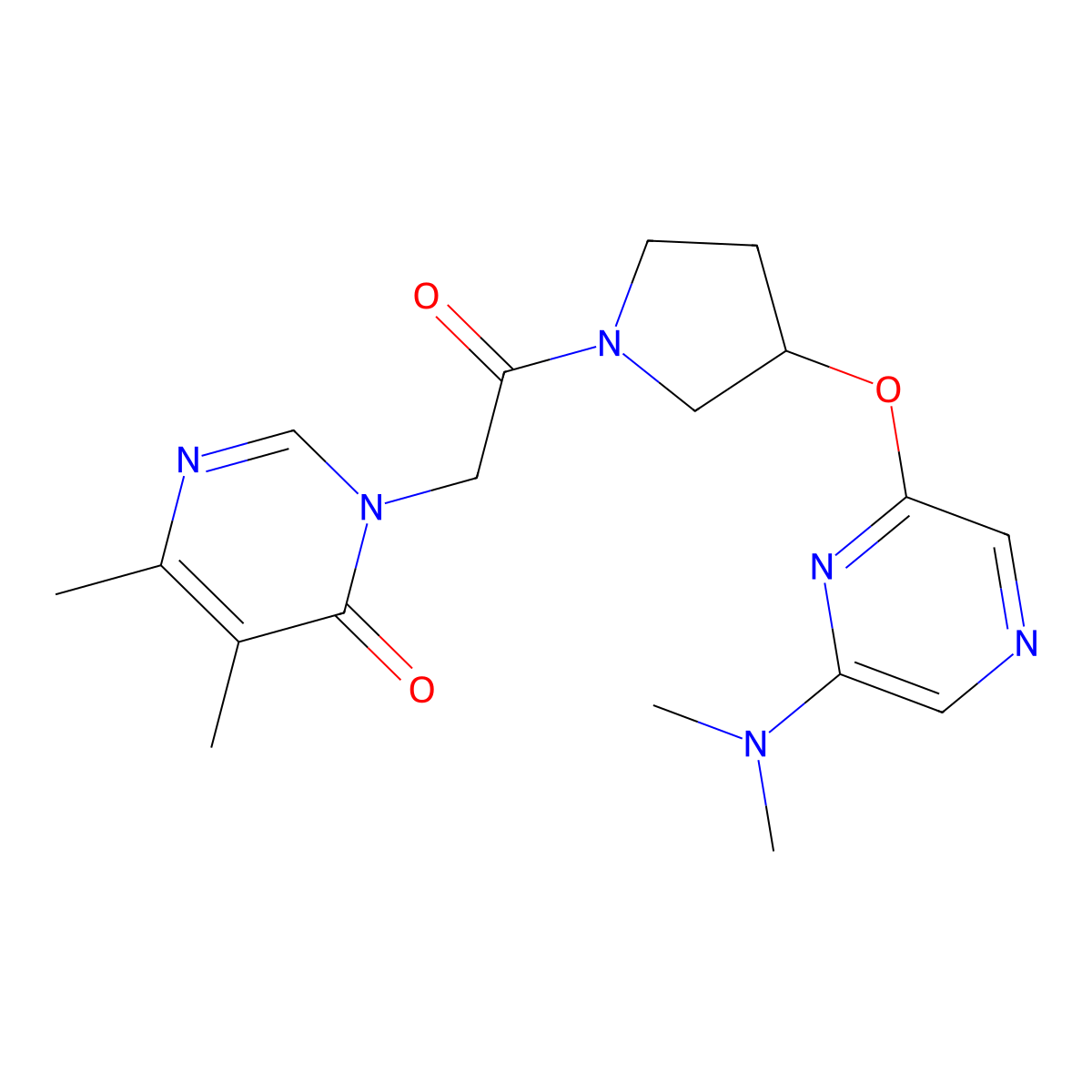 3-[2-[3-[6-(Dimethylamino)pyrazin-2-yl]oxypyrrolidin-1-yl]-2-oxoethyl]-5,6-dimethylpyrimidin-4-one molecular structure, CAS 2034500-03-1