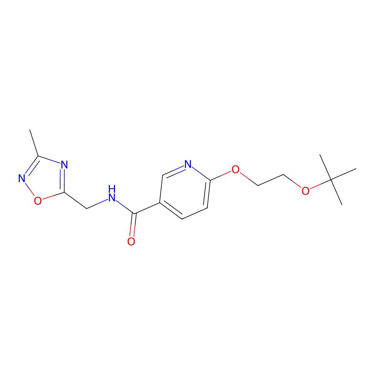 6-(2-(tert-butoxy)ethoxy)-N-((3-methyl-1,2,4-oxadiazol-5-yl)methyl)nicotinamide molecular structure, CAS 2034500-04-2