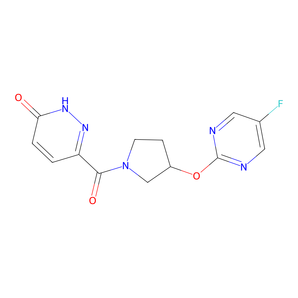 6-(3-((5-fluoropyrimidin-2-yl)oxy)pyrrolidine-1-carbonyl)pyridazin-3(2H)-one molecular structure, CAS 2034500-06-4