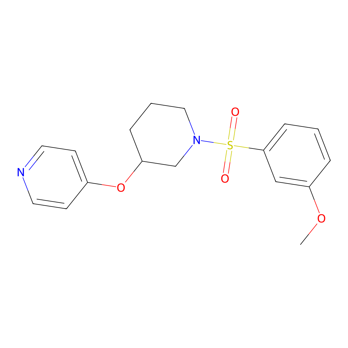4-((1-((3-Methoxyphenyl)sulfonyl)piperidin-3-yl)oxy)pyridine molecular structure, CAS 2034500-13-3