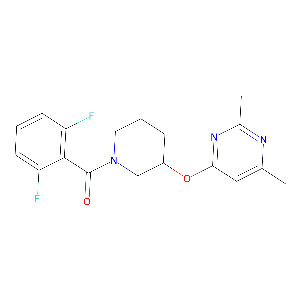 (2,6-Difluorophenyl)(3-((2,6-dimethylpyrimidin-4-yl)oxy)piperidin-1-yl)methanone molecular structure, CAS 2034500-15-5