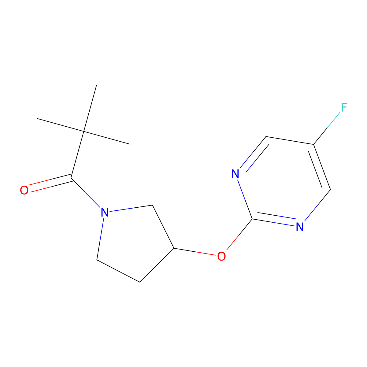1-(3-((5-Fluoropyrimidin-2-yl)oxy)pyrrolidin-1-yl)-2,2-dimethylpropan-1-one molecular structure, CAS 2034500-17-7