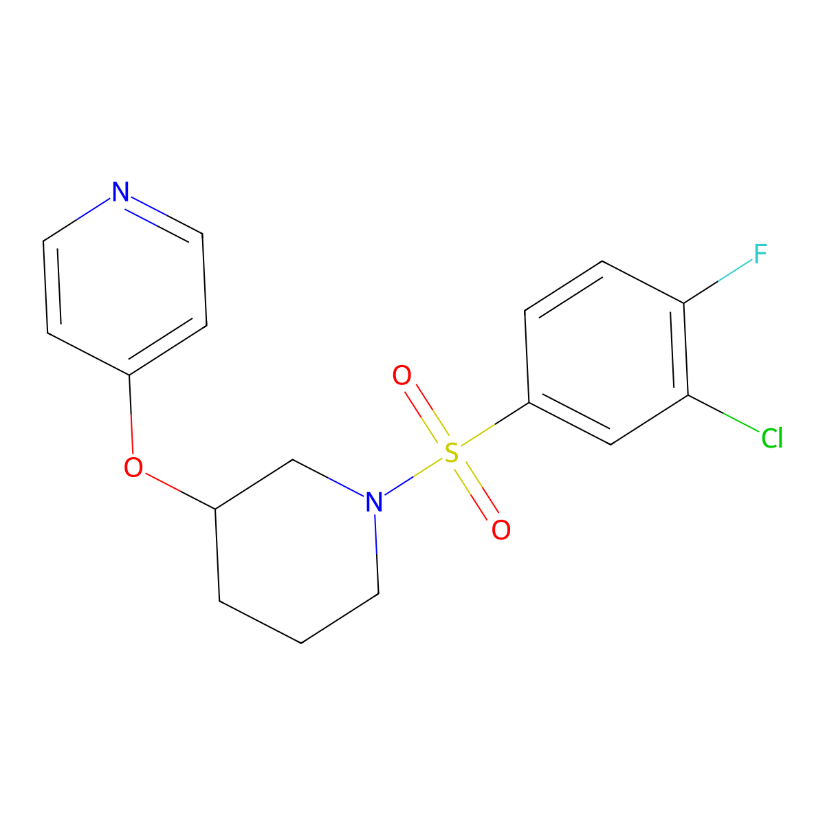 4-((1-((3-Chloro-4-fluorophenyl)sulfonyl)piperidin-3-yl)oxy)pyridine molecular structure, CAS 2034500-20-2
