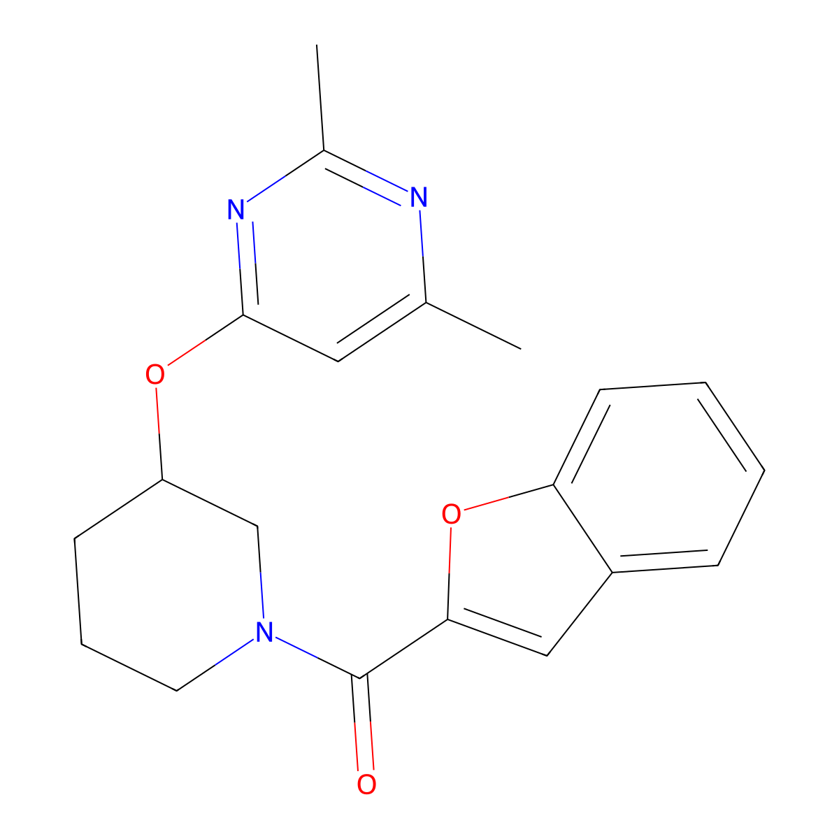 Benzofuran-2-yl(3-((2,6-dimethylpyrimidin-4-yl)oxy)piperidin-1-yl)methanone molecular structure, CAS 2034500-23-5