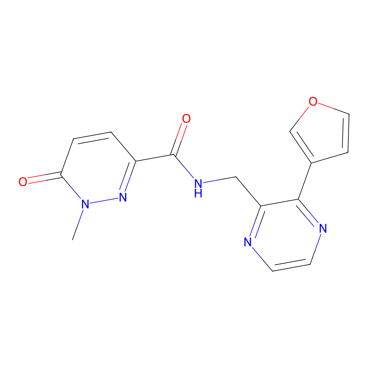 N-{[3-(furan-3-yl)pyrazin-2-yl]methyl}-1-methyl-6-oxo-1,6-dihydropyridazine-3-carboxamide molecular structure, CAS 2034500-27-9