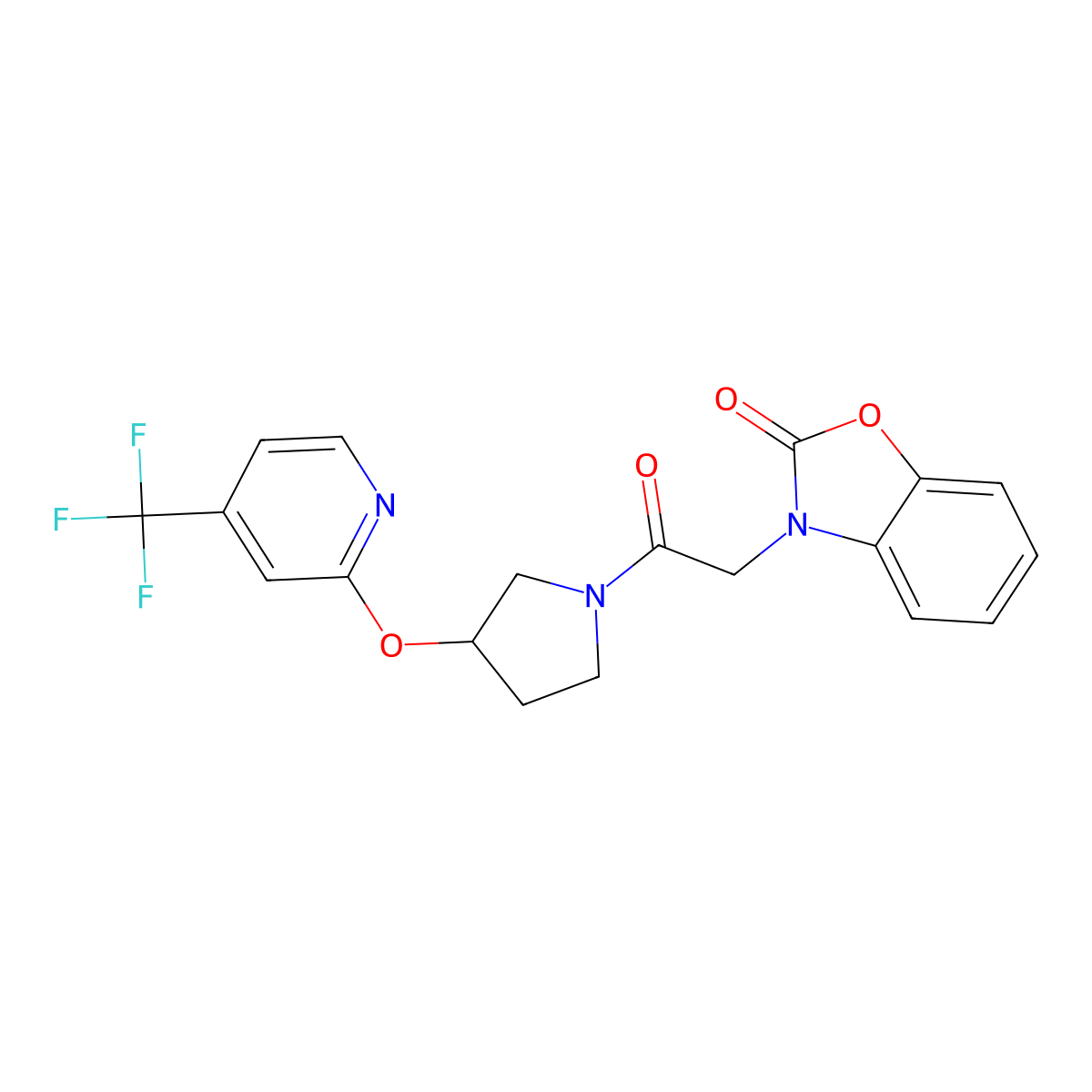 3-(2-oxo-2-(3-((4-(trifluoromethyl)pyridin-2-yl)oxy)pyrrolidin-1-yl)ethyl)benzo[d]oxazol-2(3H)-one molecular structure, CAS 2034500-33-7