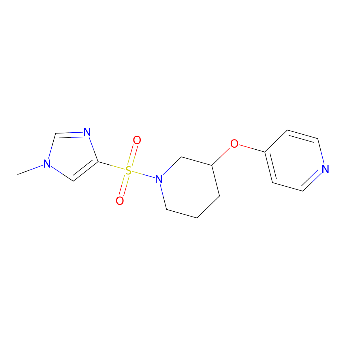 4-({1-[(1-methyl-1H-imidazol-4-yl)sulfonyl]piperidin-3-yl}oxy)pyridine molecular structure, CAS 2034500-34-8