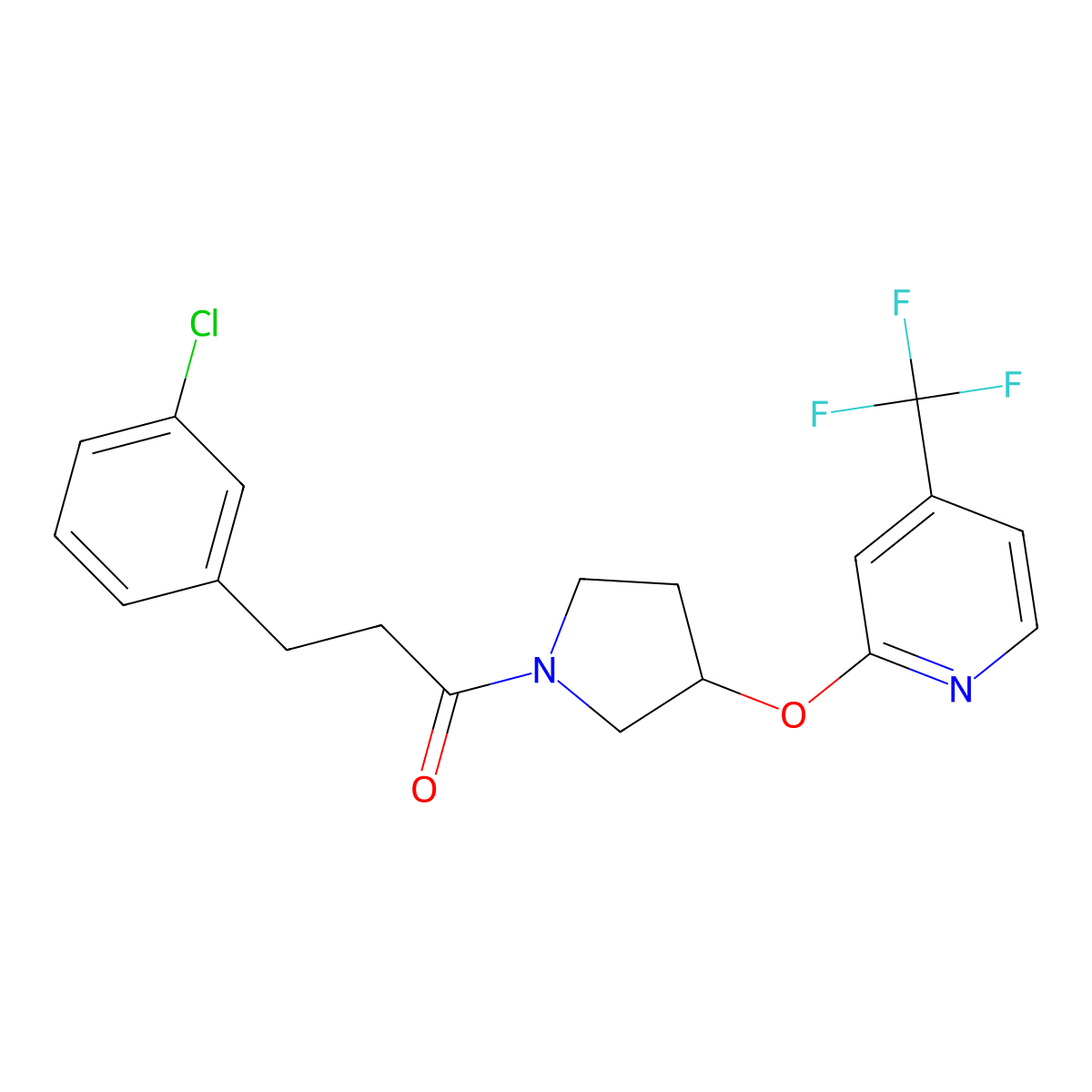 3-(3-Chlorophenyl)-1-(3-((4-(trifluoromethyl)pyridin-2-yl)oxy)pyrrolidin-1-yl)propan-1-one molecular structure, CAS 2034500-38-2