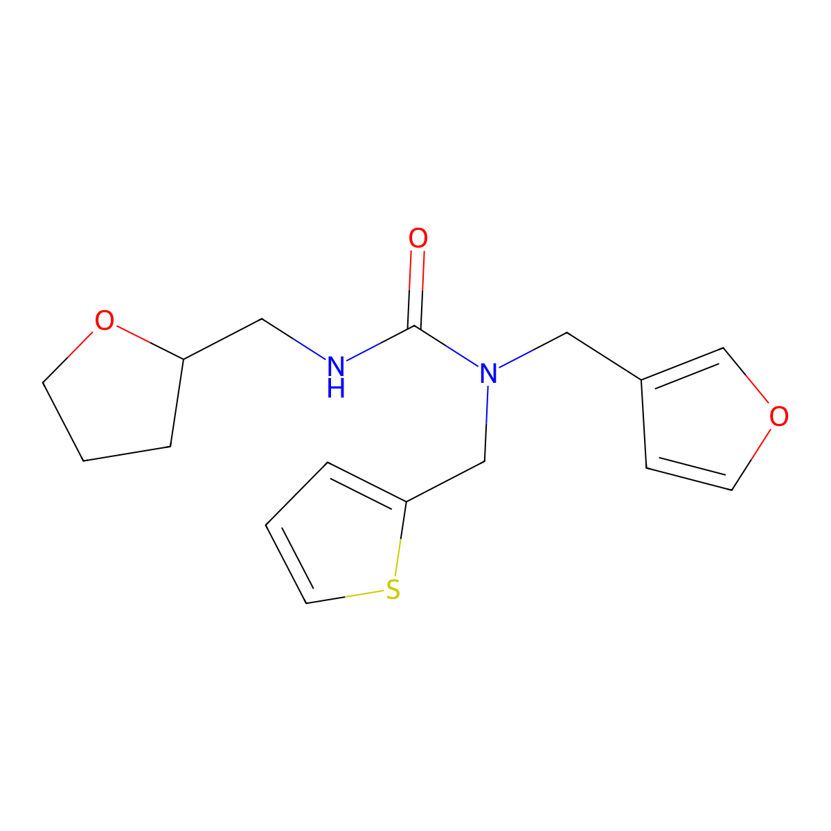 1-(Furan-3-ylmethyl)-3-((tetrahydrofuran-2-yl)methyl)-1-(thiophen-2-ylmethyl)urea molecular structure, CAS 2034500-46-2
