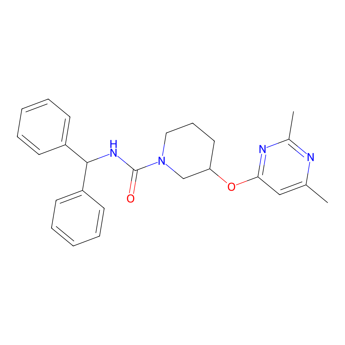 N-benzhydryl-3-((2,6-dimethylpyrimidin-4-yl)oxy)piperidine-1-carboxamide molecular structure, CAS 2034500-47-3