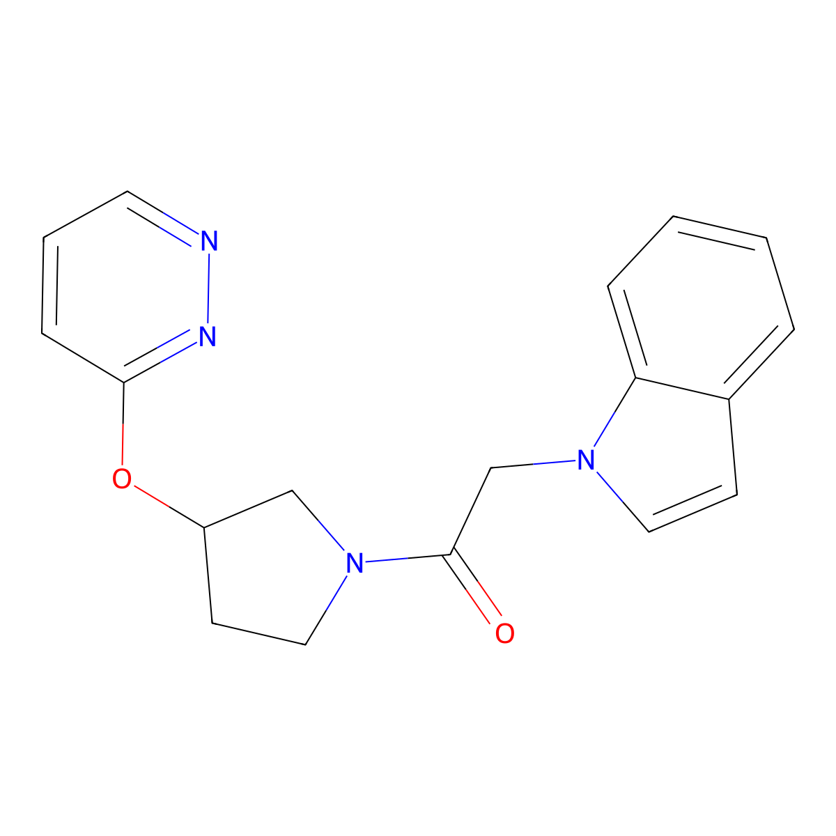 2-(1H-indol-1-yl)-1-(3-(pyridazin-3-yloxy)pyrrolidin-1-yl)ethanone molecular structure, CAS 2034500-48-4