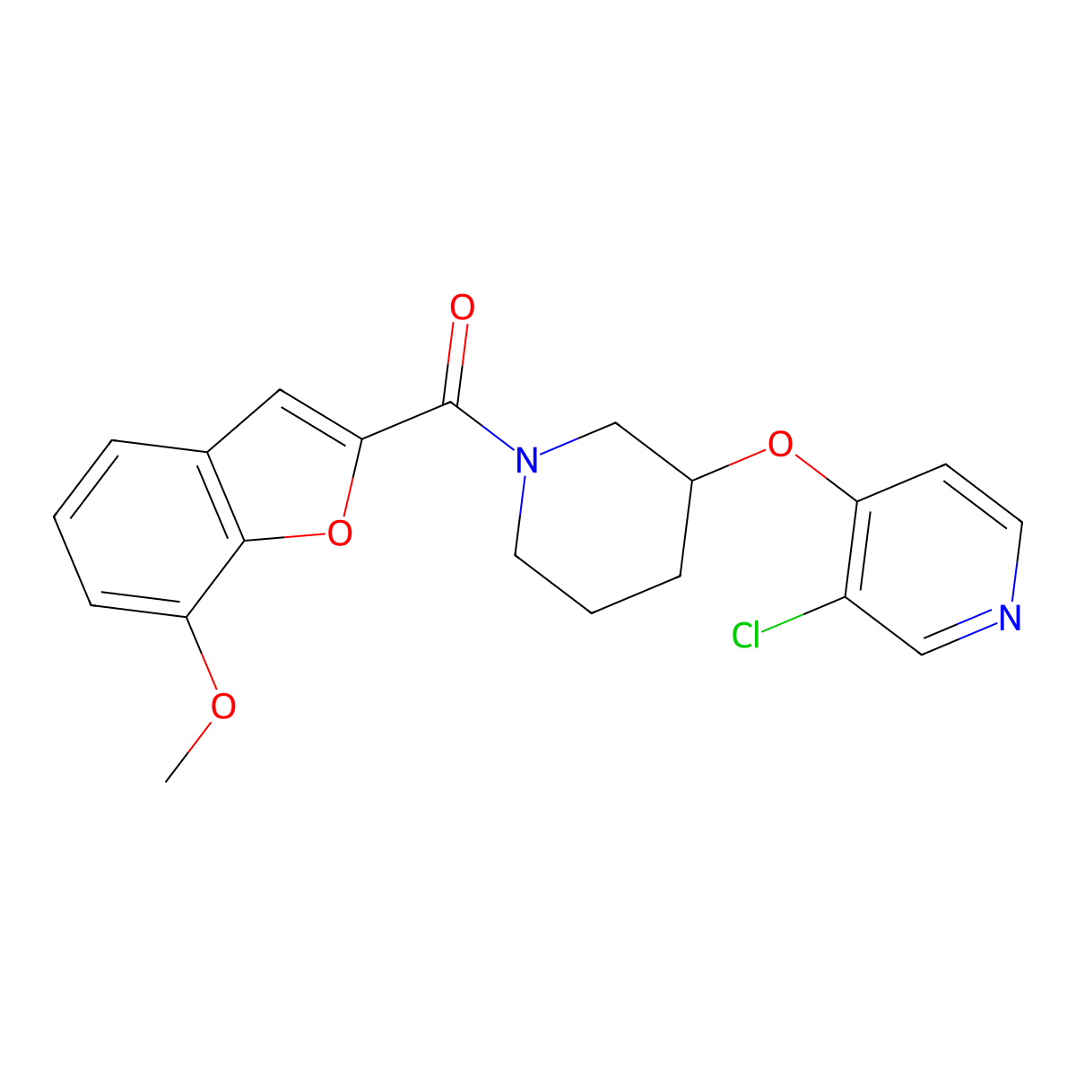 (3-((3-Chloropyridin-4-yl)oxy)piperidin-1-yl)(7-methoxybenzofuran-2-yl)methanone molecular structure, CAS 2034500-49-5