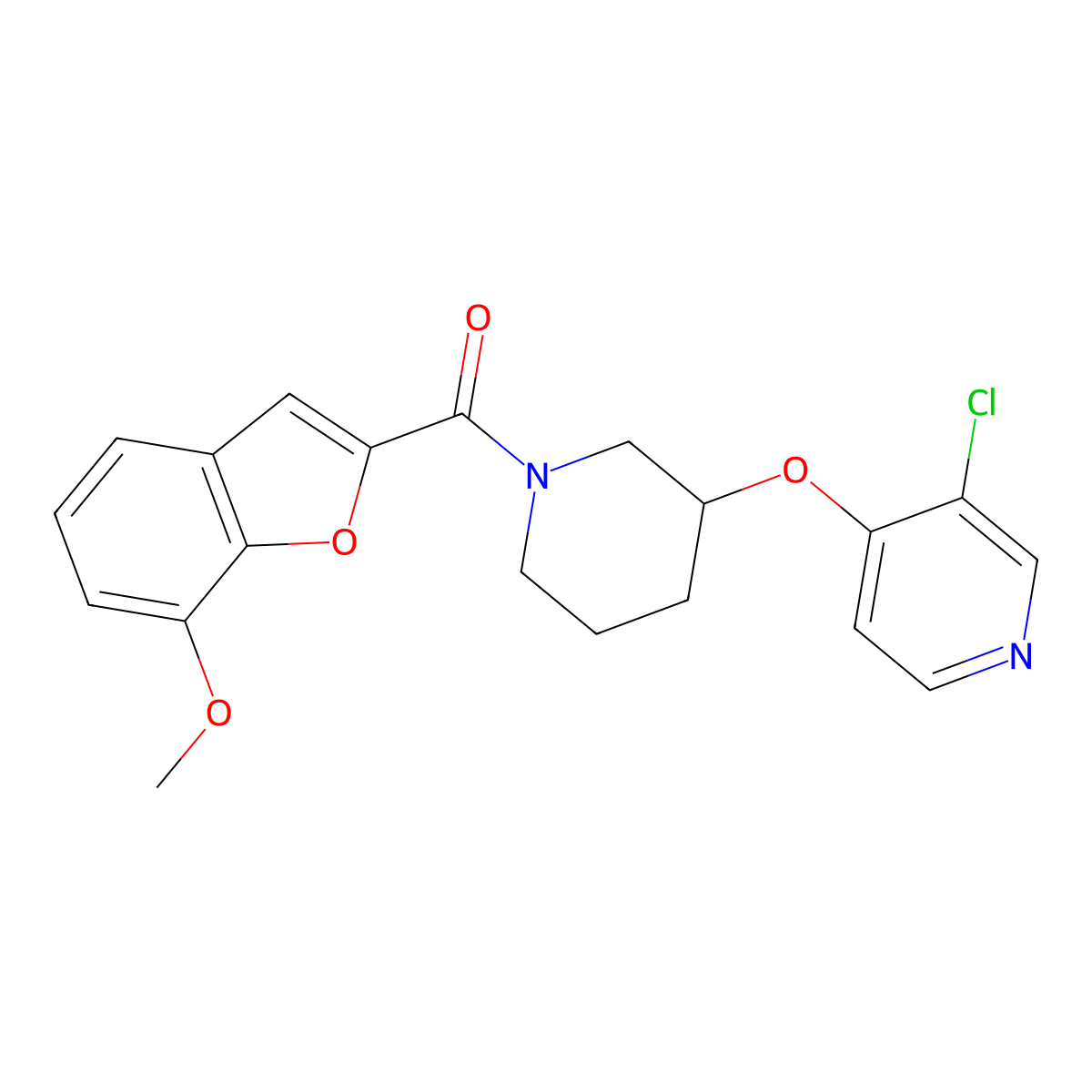 (3-((3-Chloropyridin-4-yl)oxy)piperidin-1-yl)(7-methoxybenzofuran-2-yl)methanone molecular structure, CAS 2034500-49-5
