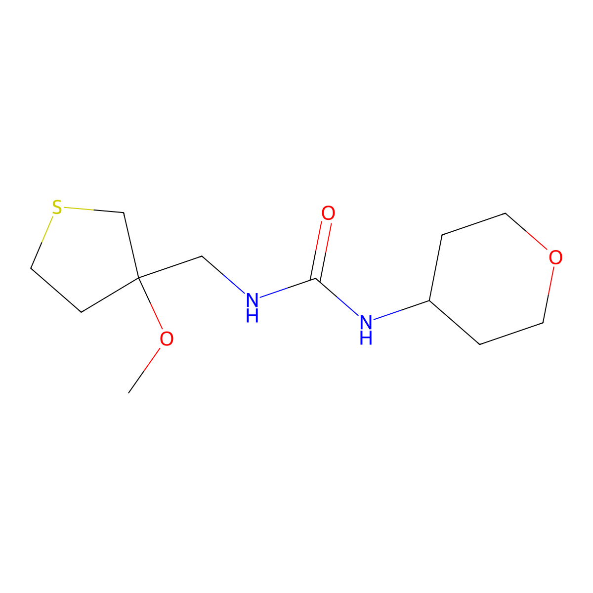 1-((3-methoxytetrahydrothiophen-3-yl)methyl)-3-(tetrahydro-2H-pyran-4-yl)urea molecular structure, CAS 2034500-54-2
