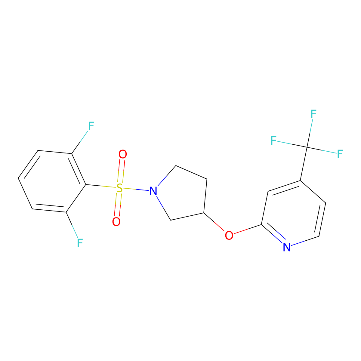 2-((1-((2,6-Difluorophenyl)sulfonyl)pyrrolidin-3-yl)oxy)-4-(trifluoromethyl)pyridine molecular structure, CAS 2034500-55-3