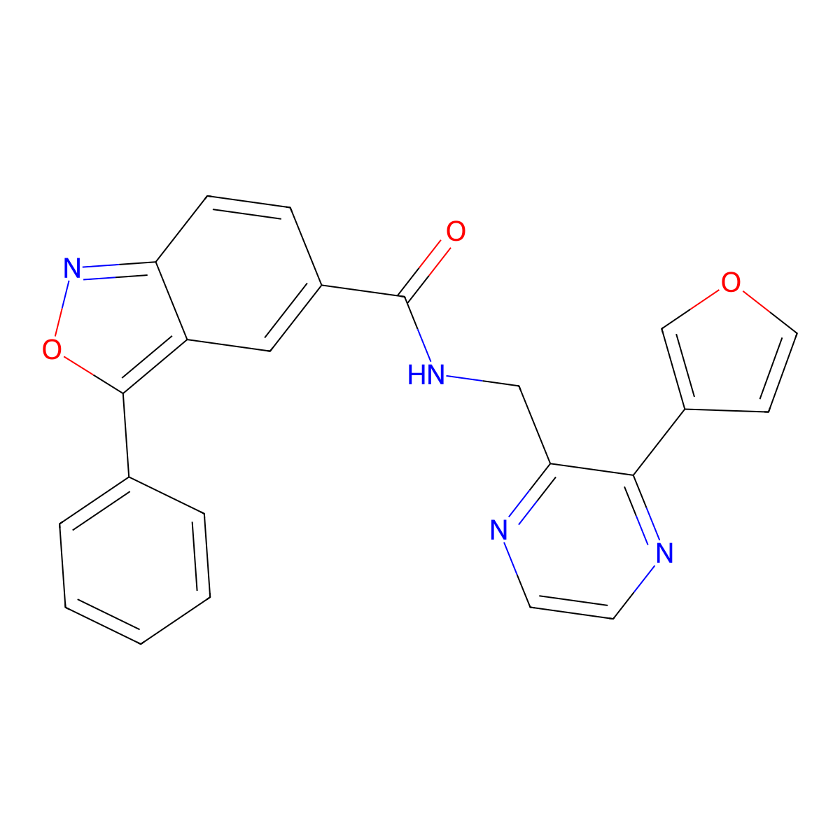 N-((3-(furan-3-yl)pyrazin-2-yl)methyl)-3-phenylbenzo[c]isoxazole-5-carboxamide molecular structure, CAS 2034500-60-0