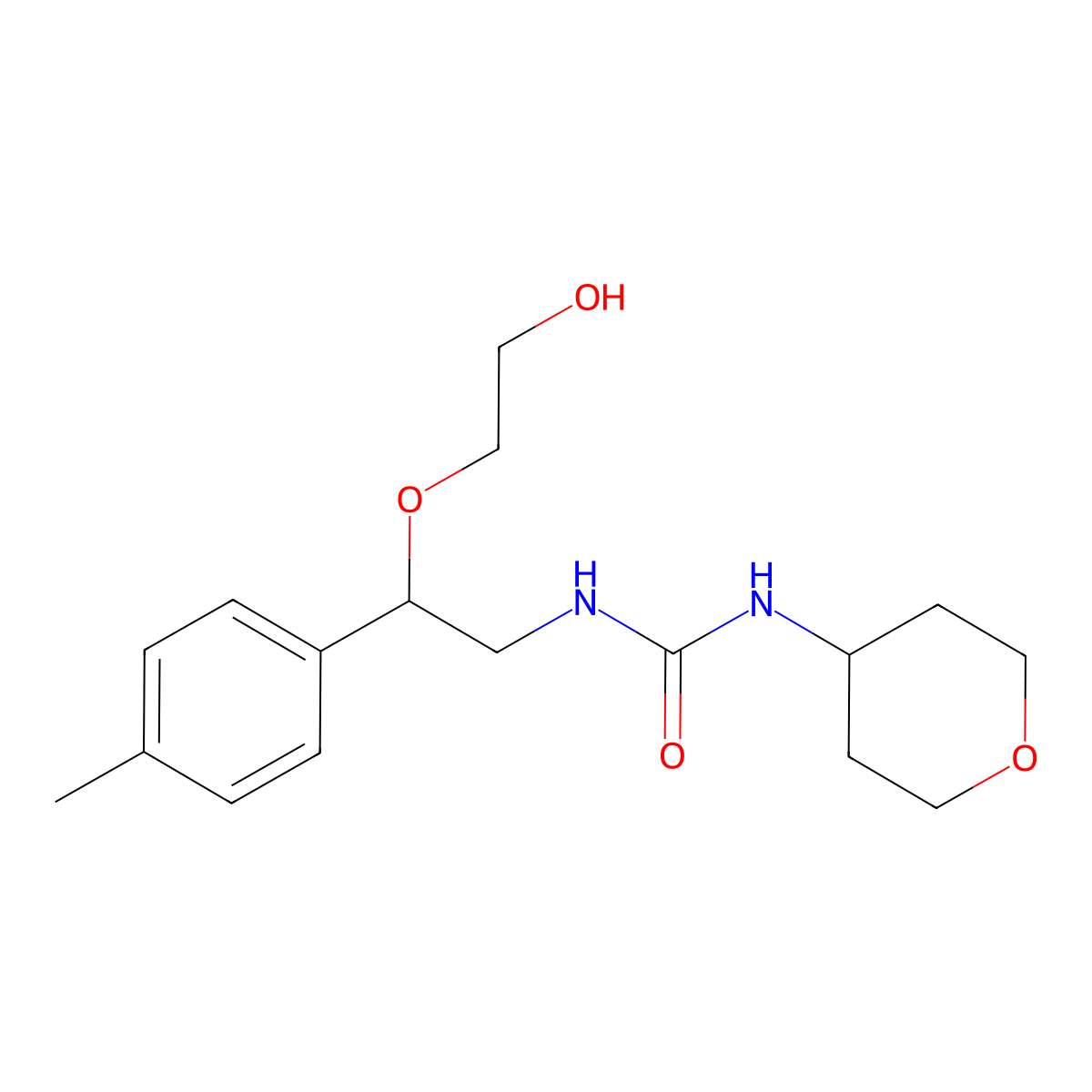 1-(2-(2-hydroxyethoxy)-2-(p-tolyl)ethyl)-3-(tetrahydro-2H-pyran-4-yl)urea molecular structure, CAS 2034500-61-1