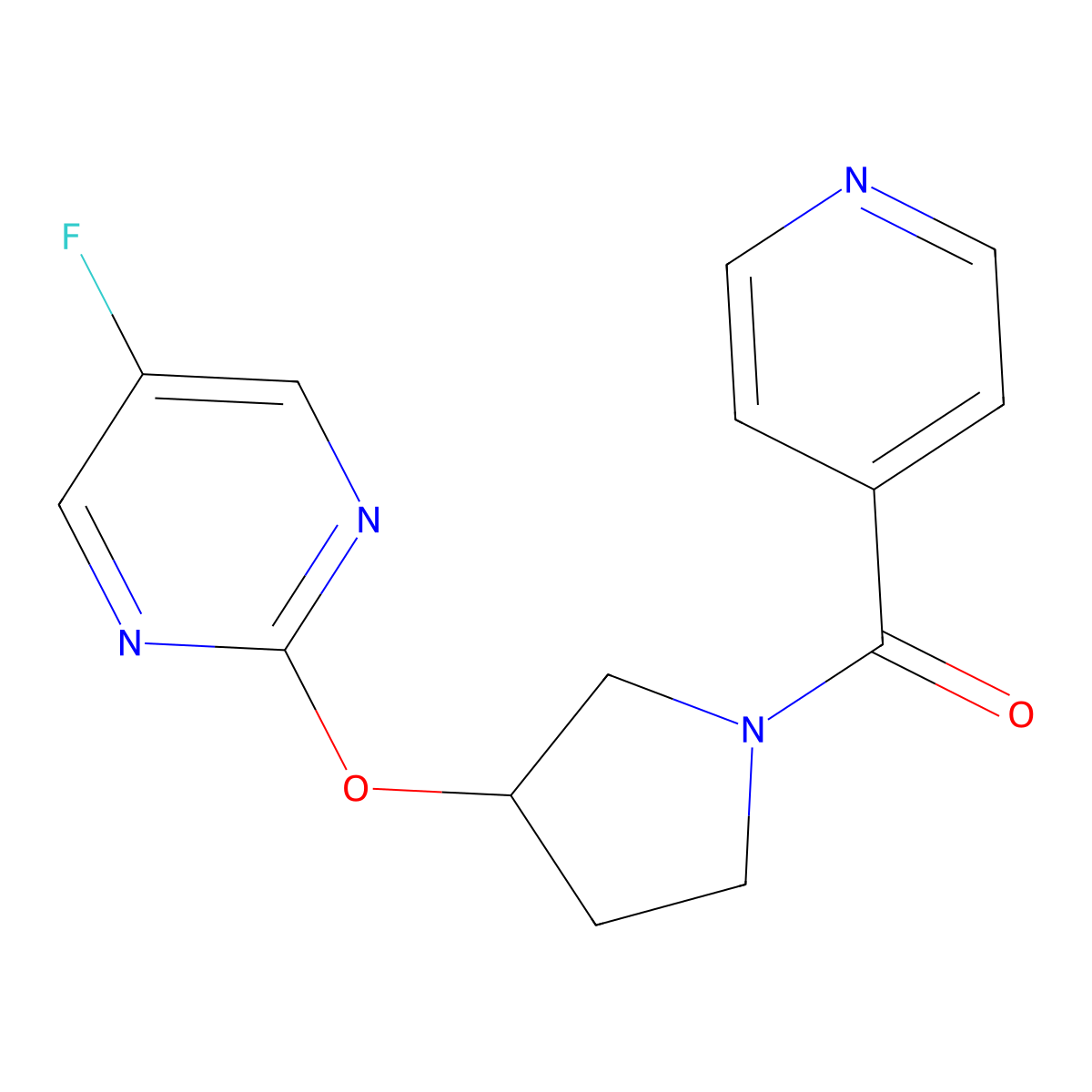 (3-((5-Fluoropyrimidin-2-yl)oxy)pyrrolidin-1-yl)(pyridin-4-yl)methanone molecular structure, CAS 2034500-63-3