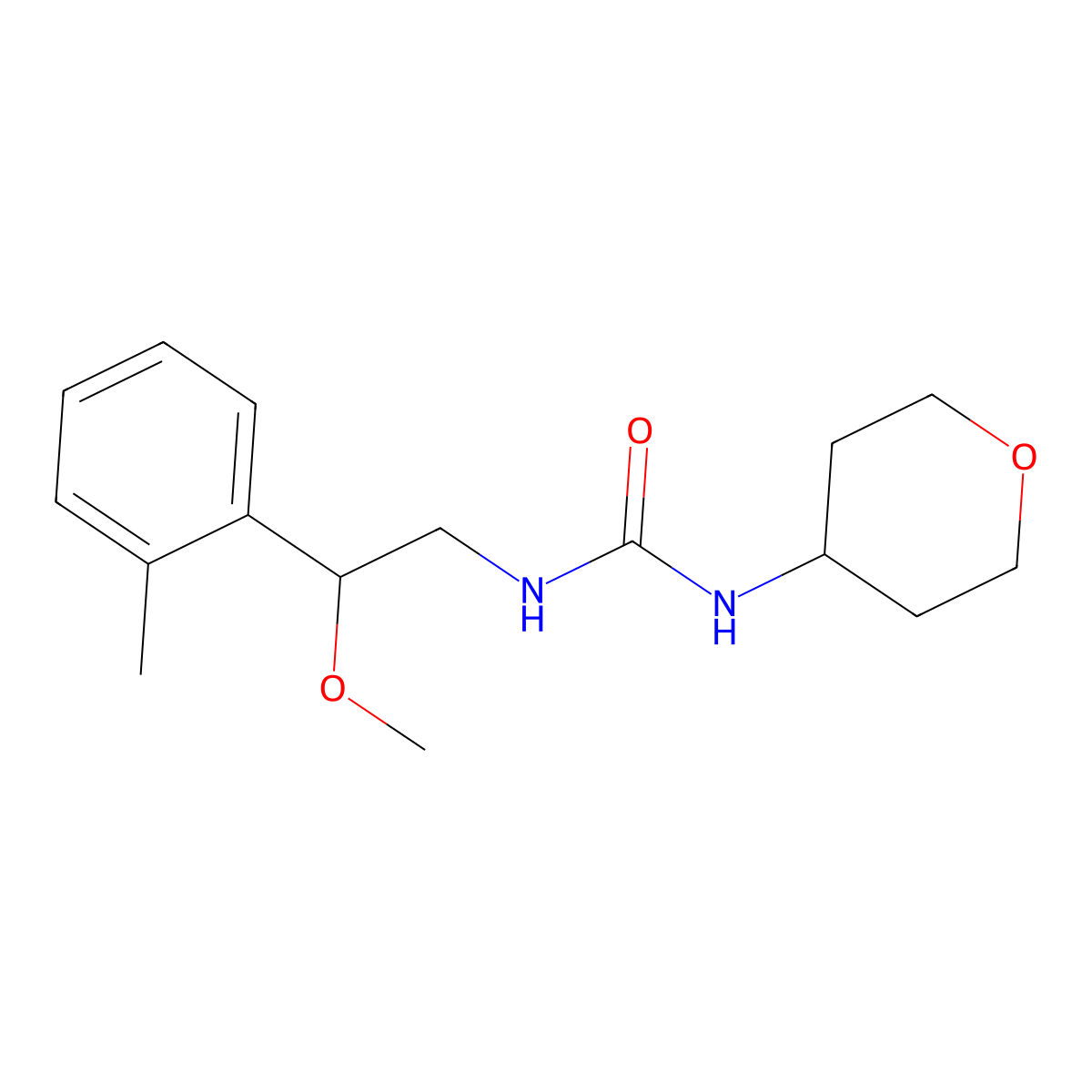 1-(2-methoxy-2-(o-tolyl)ethyl)-3-(tetrahydro-2H-pyran-4-yl)urea molecular structure, CAS 2034500-64-4