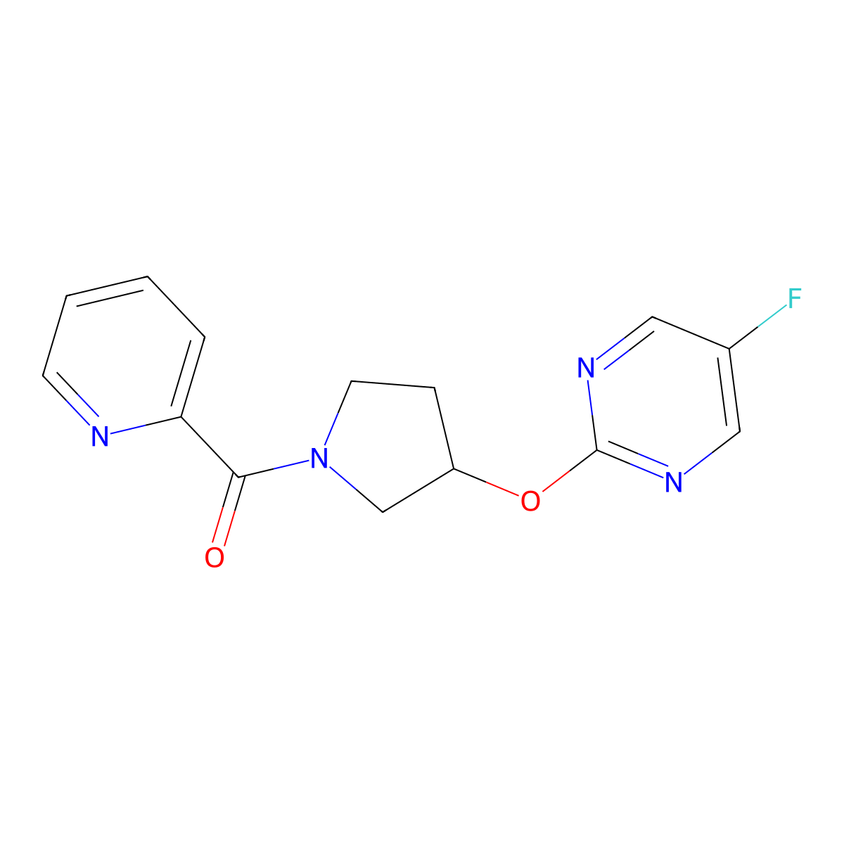 (3-((5-Fluoropyrimidin-2-yl)oxy)pyrrolidin-1-yl)(pyridin-2-yl)methanone molecular structure, CAS 2034500-65-5