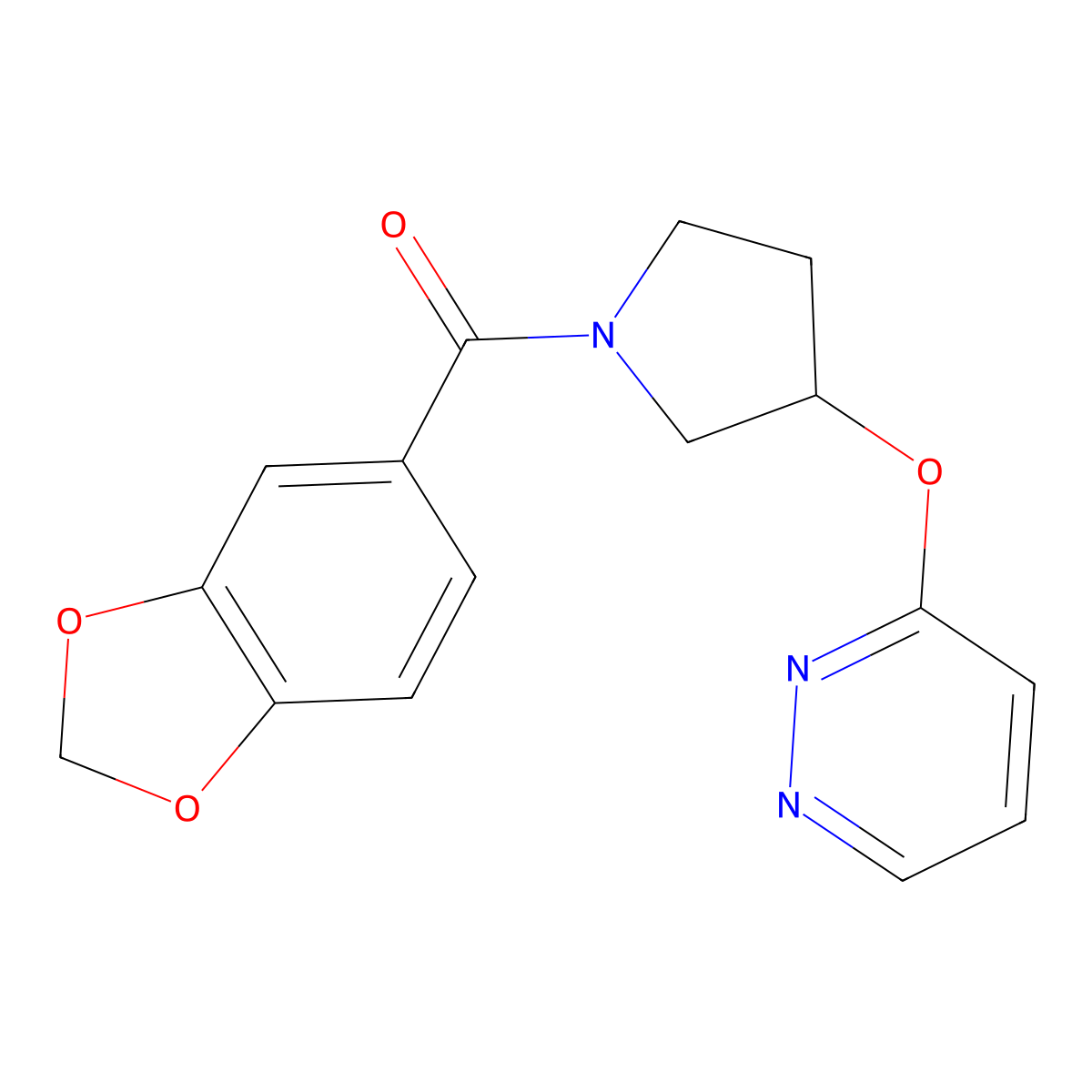 Benzo[d][1,3]dioxol-5-yl(3-(pyridazin-3-yloxy)pyrrolidin-1-yl)methanone molecular structure, CAS 2034500-70-2
