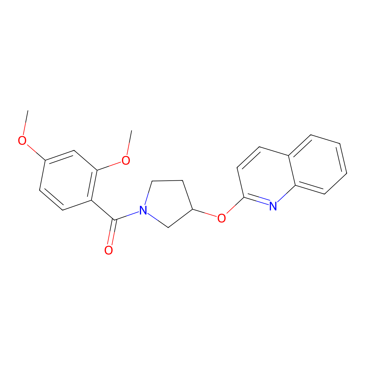 (2,4-Dimethoxyphenyl)(3-(quinolin-2-yloxy)pyrrolidin-1-yl)methanone molecular structure, CAS 2034500-71-3