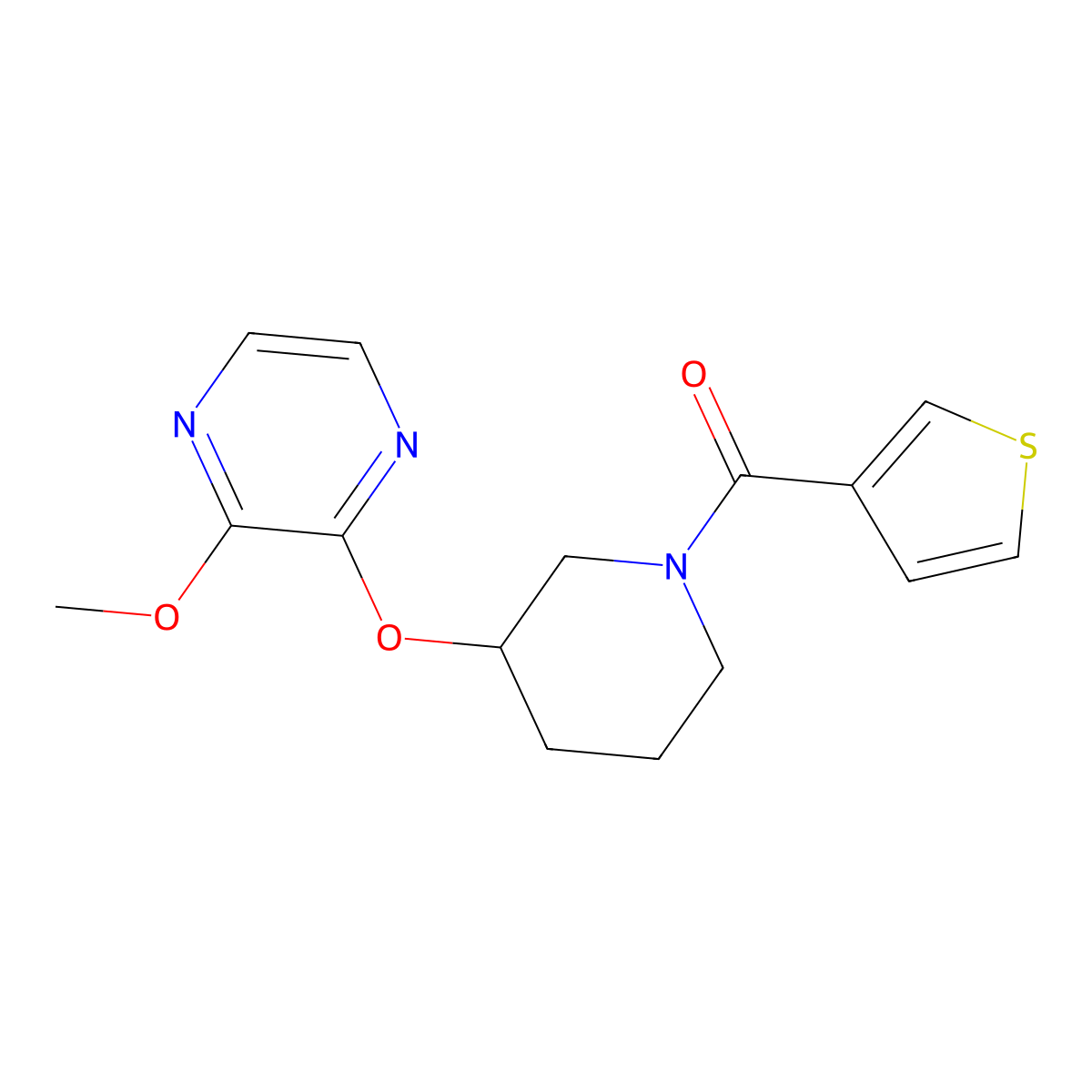 (3-((3-Methoxypyrazin-2-yl)oxy)piperidin-1-yl)(thiophen-3-yl)methanone molecular structure, CAS 2034500-74-6