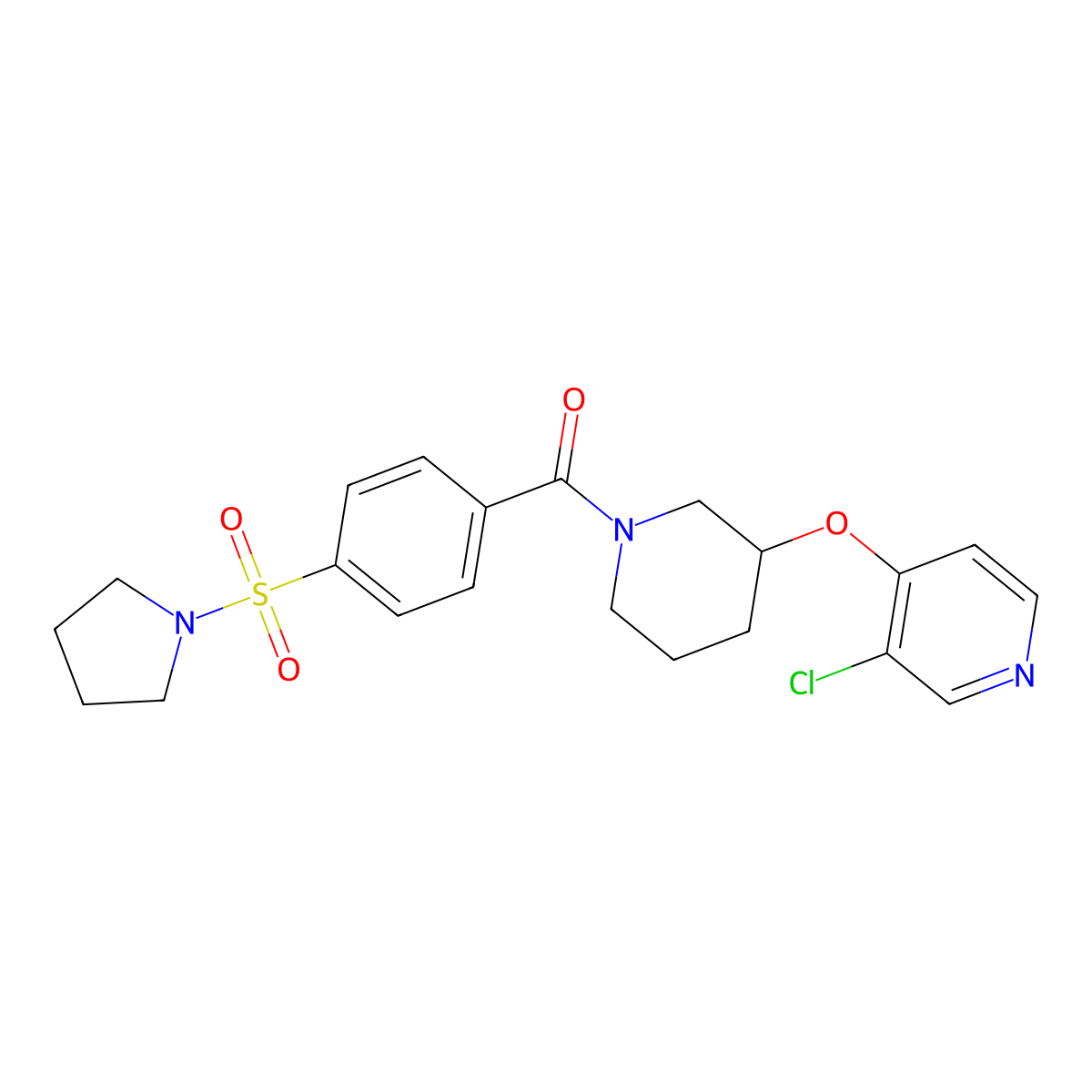 (3-((3-Chloropyridin-4-yl)oxy)piperidin-1-yl)(4-(pyrrolidin-1-ylsulfonyl)phenyl)methanone molecular structure, CAS 2034500-82-6