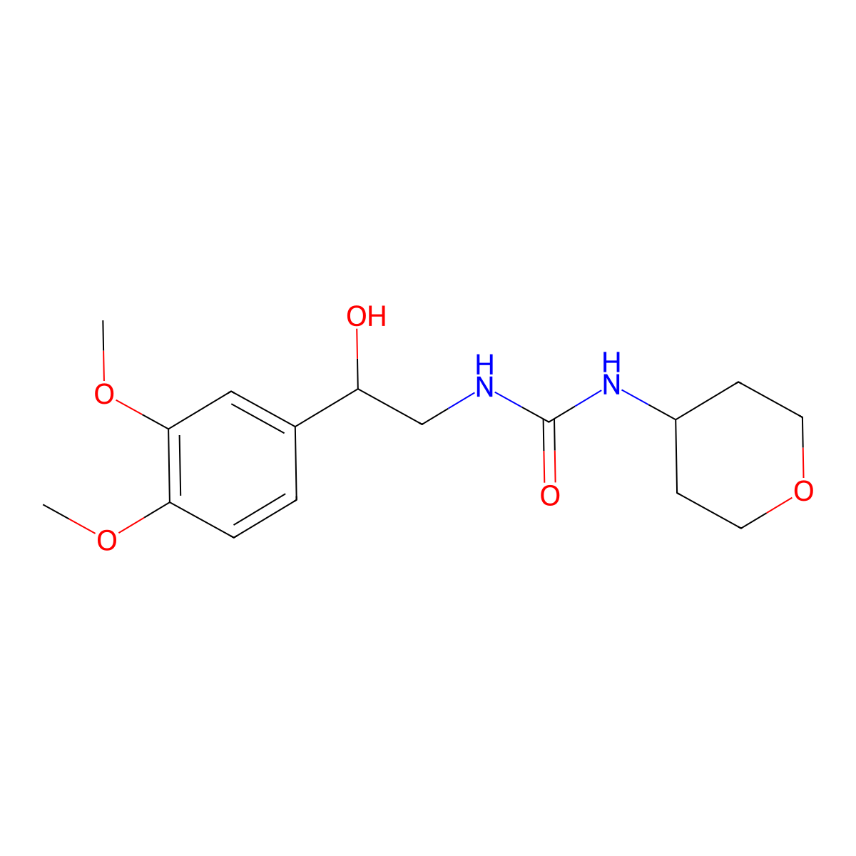1-(2-(3,4-dimethoxyphenyl)-2-hydroxyethyl)-3-(tetrahydro-2H-pyran-4-yl)urea molecular structure, CAS 2034500-83-7