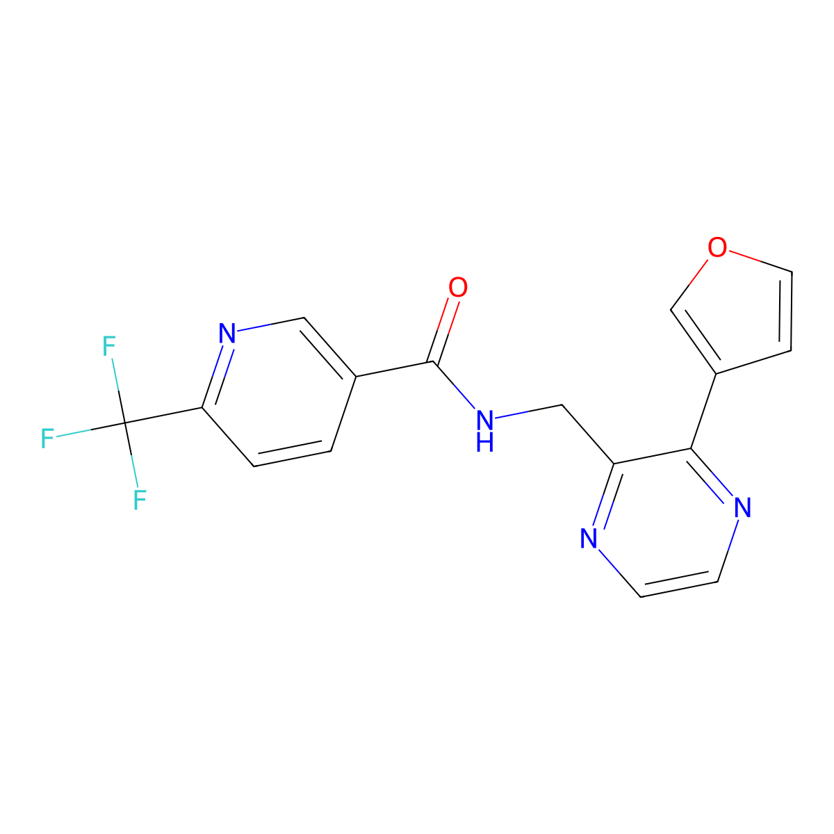 N-((3-(furan-3-yl)pyrazin-2-yl)methyl)-6-(trifluoromethyl)nicotinamide molecular structure, CAS 2034500-84-8