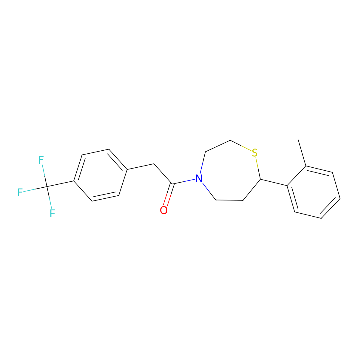 1-(7-(o-Tolyl)-1,4-thiazepan-4-yl)-2-(4-(trifluoromethyl)phenyl)ethanone molecular structure, CAS 2034500-85-9