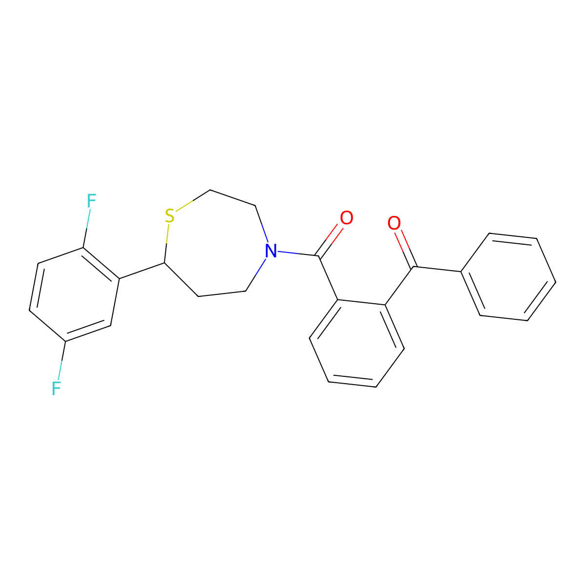 (2-Benzoylphenyl)(7-(2,5-difluorophenyl)-1,4-thiazepan-4-yl)methanone molecular structure, CAS 2034500-92-8