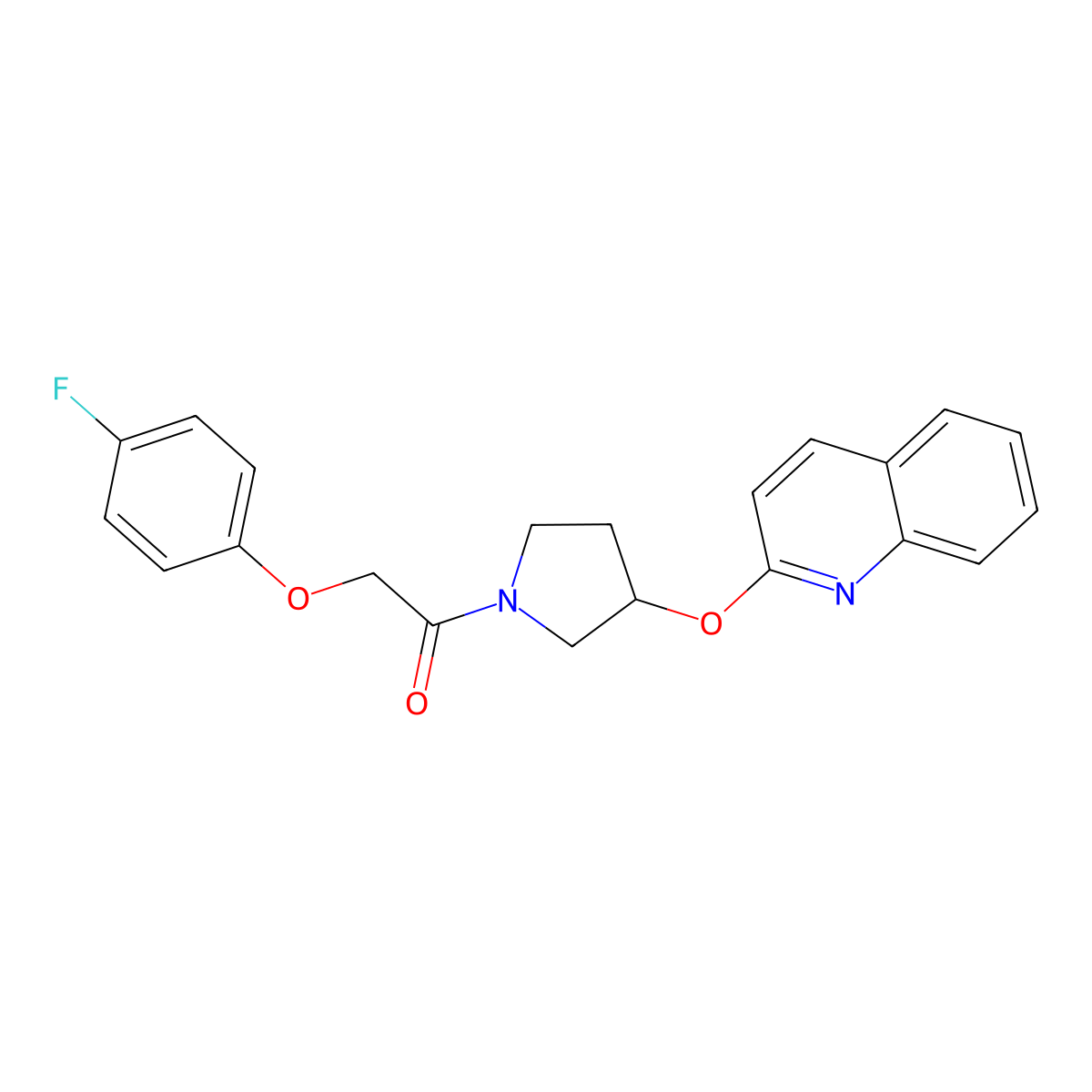 2-(4-Fluorophenoxy)-1-(3-(quinolin-2-yloxy)pyrrolidin-1-yl)ethanone molecular structure, CAS 2034500-95-1
