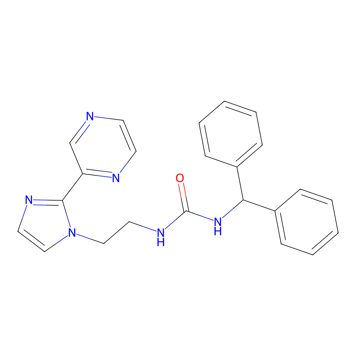 1-(diphenylmethyl)-3-{2-[2-(pyrazin-2-yl)-1H-imidazol-1-yl]ethyl}urea molecular structure, CAS 2034500-97-3