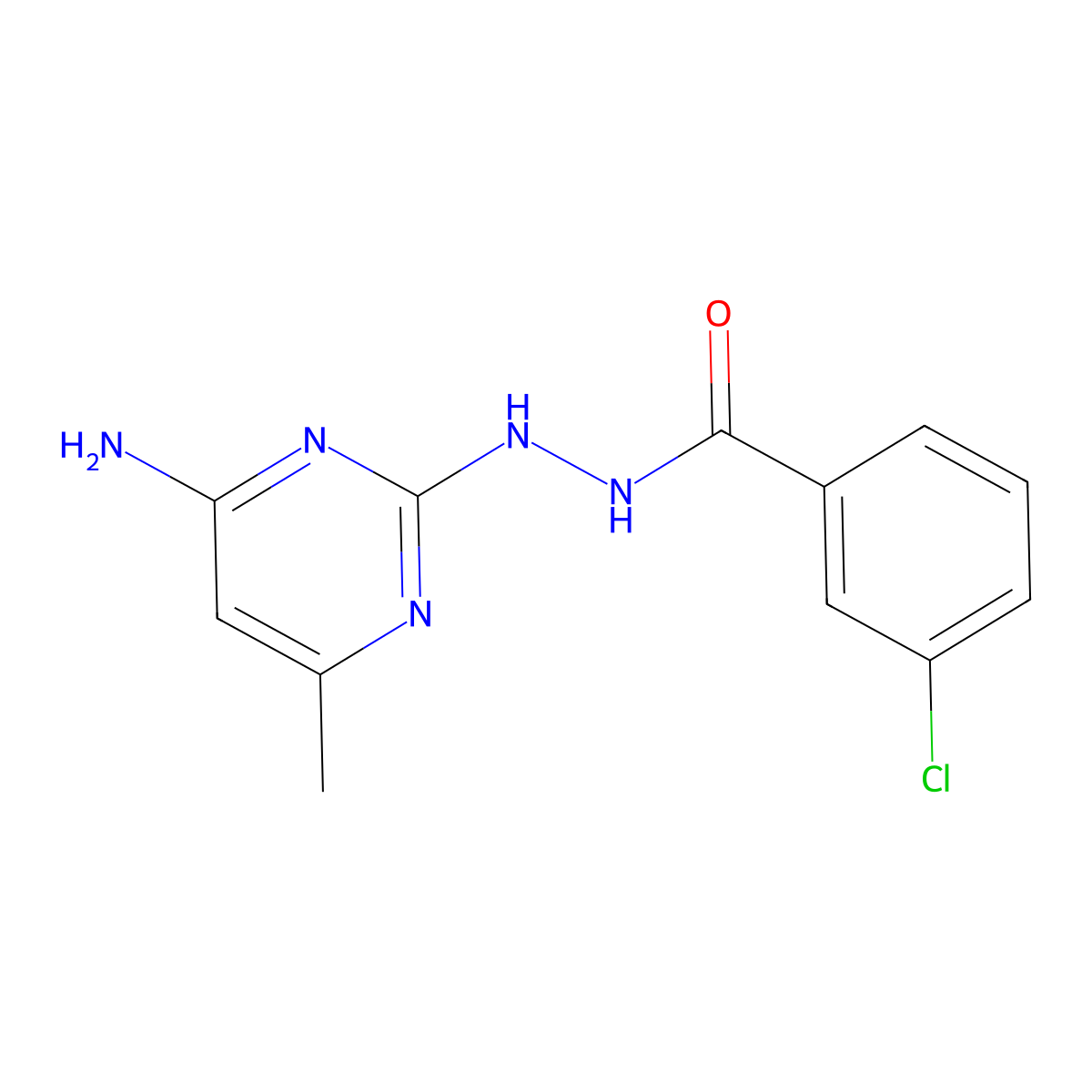 N'-(4-amino-6-methylpyrimidin-2-yl)-3-chlorobenzohydrazide molecular structure, CAS 2034500-99-5