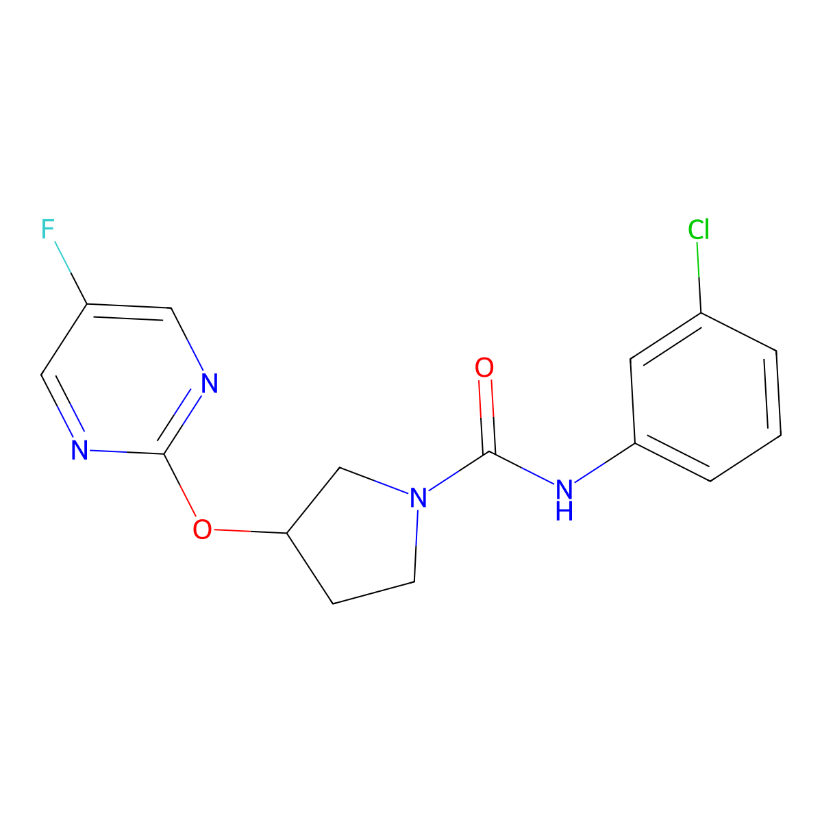 N-(3-chlorophenyl)-3-((5-fluoropyrimidin-2-yl)oxy)pyrrolidine-1-carboxamide molecular structure, CAS 2034501-04-5