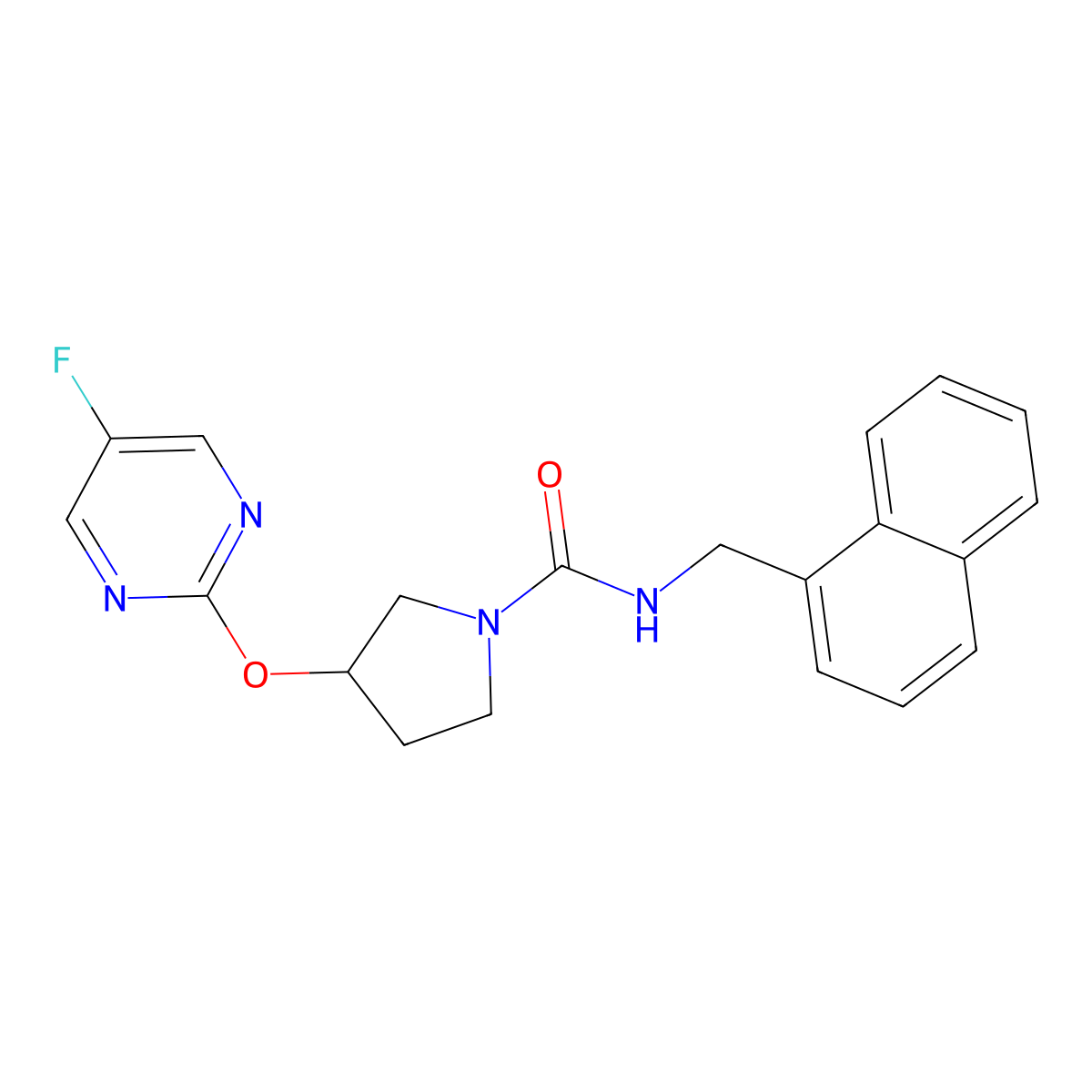 3-((5-fluoropyrimidin-2-yl)oxy)-N-(naphthalen-1-ylmethyl)pyrrolidine-1-carboxamide molecular structure, CAS 2034501-17-0