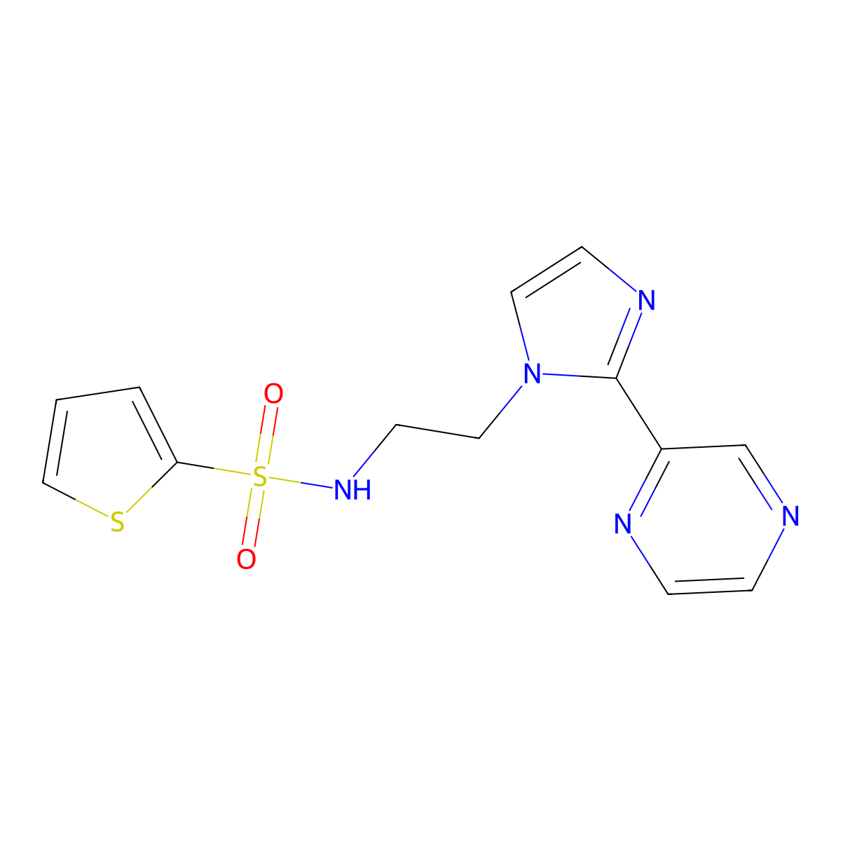 N-(2-(2-(pyrazin-2-yl)-1H-imidazol-1-yl)ethyl)thiophene-2-sulfonamide molecular structure, CAS 2034501-18-1
